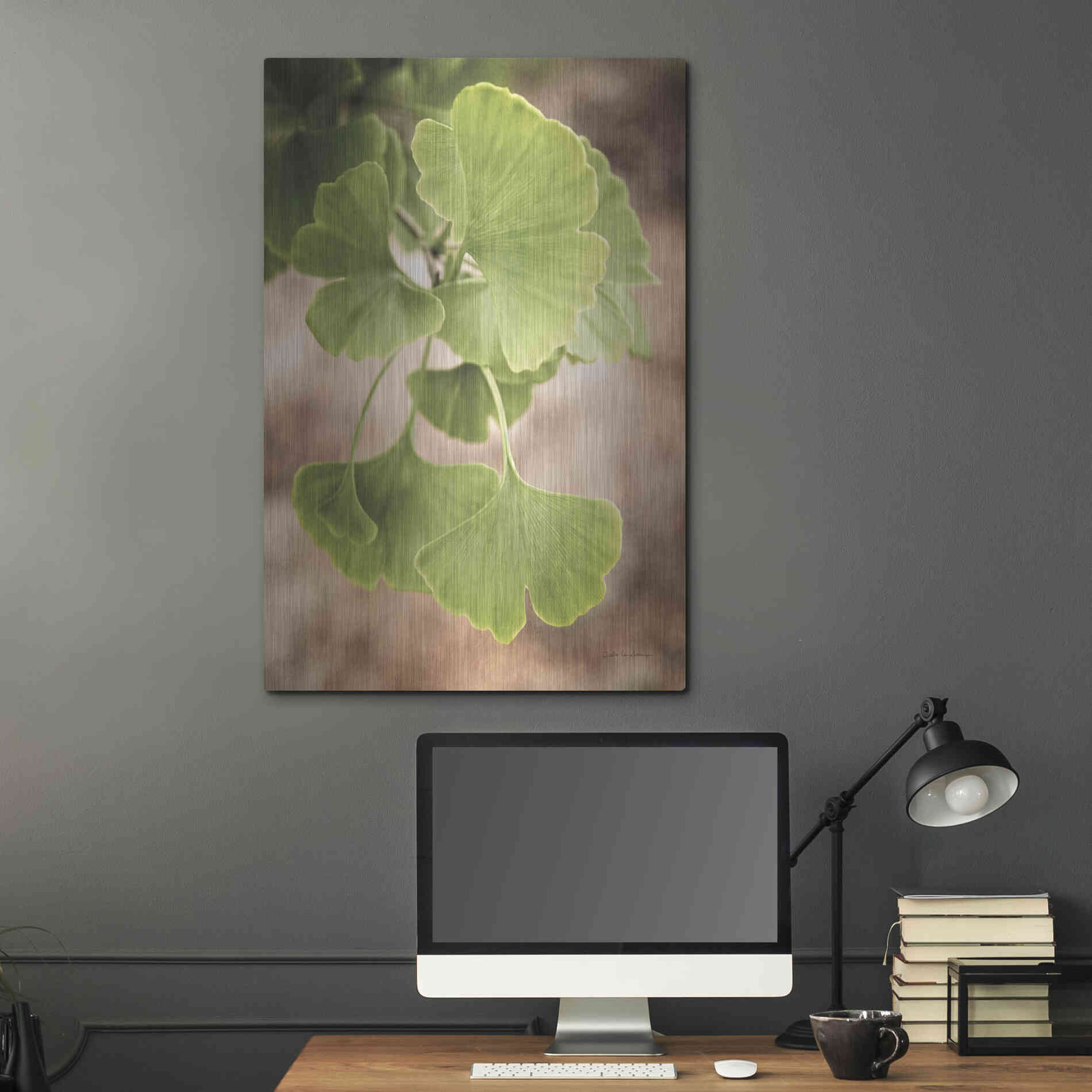 Luxe Metal Art 'Sprouting Ginkgo IV' by Debra Van Swearingen, Metal Wall Art,24x36