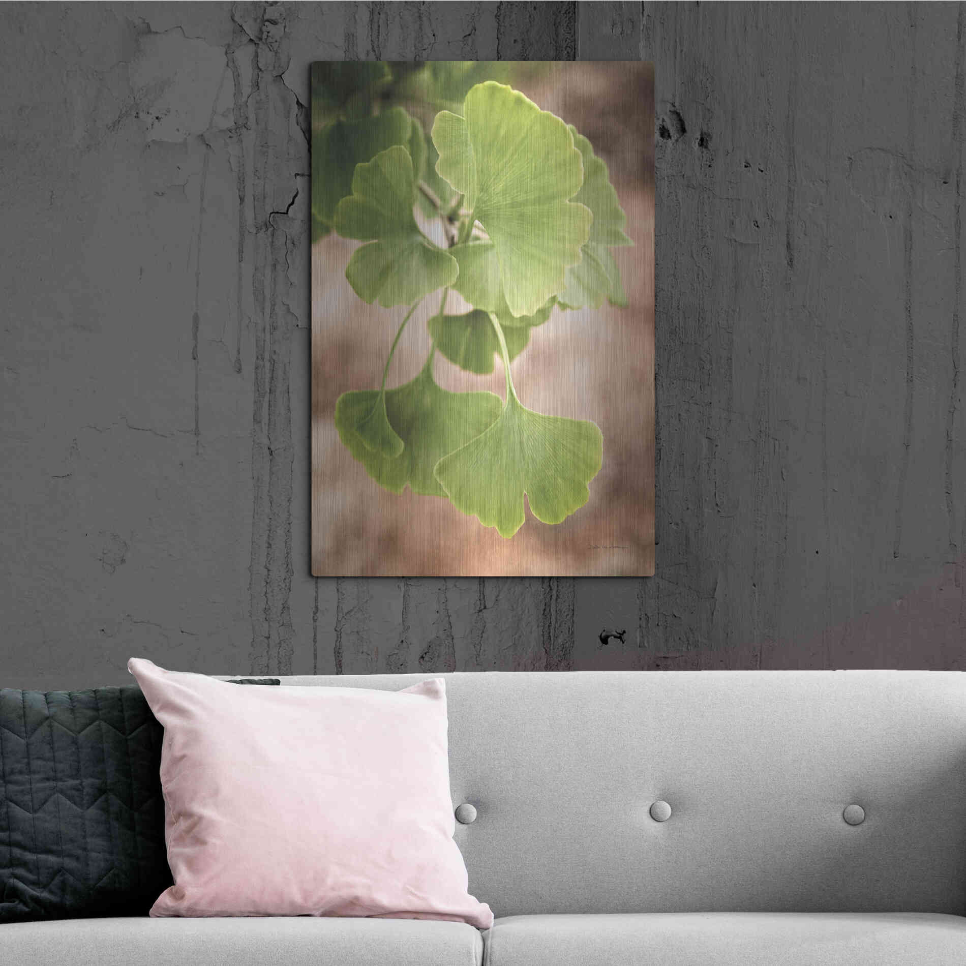Luxe Metal Art 'Sprouting Ginkgo IV' by Debra Van Swearingen, Metal Wall Art,24x36