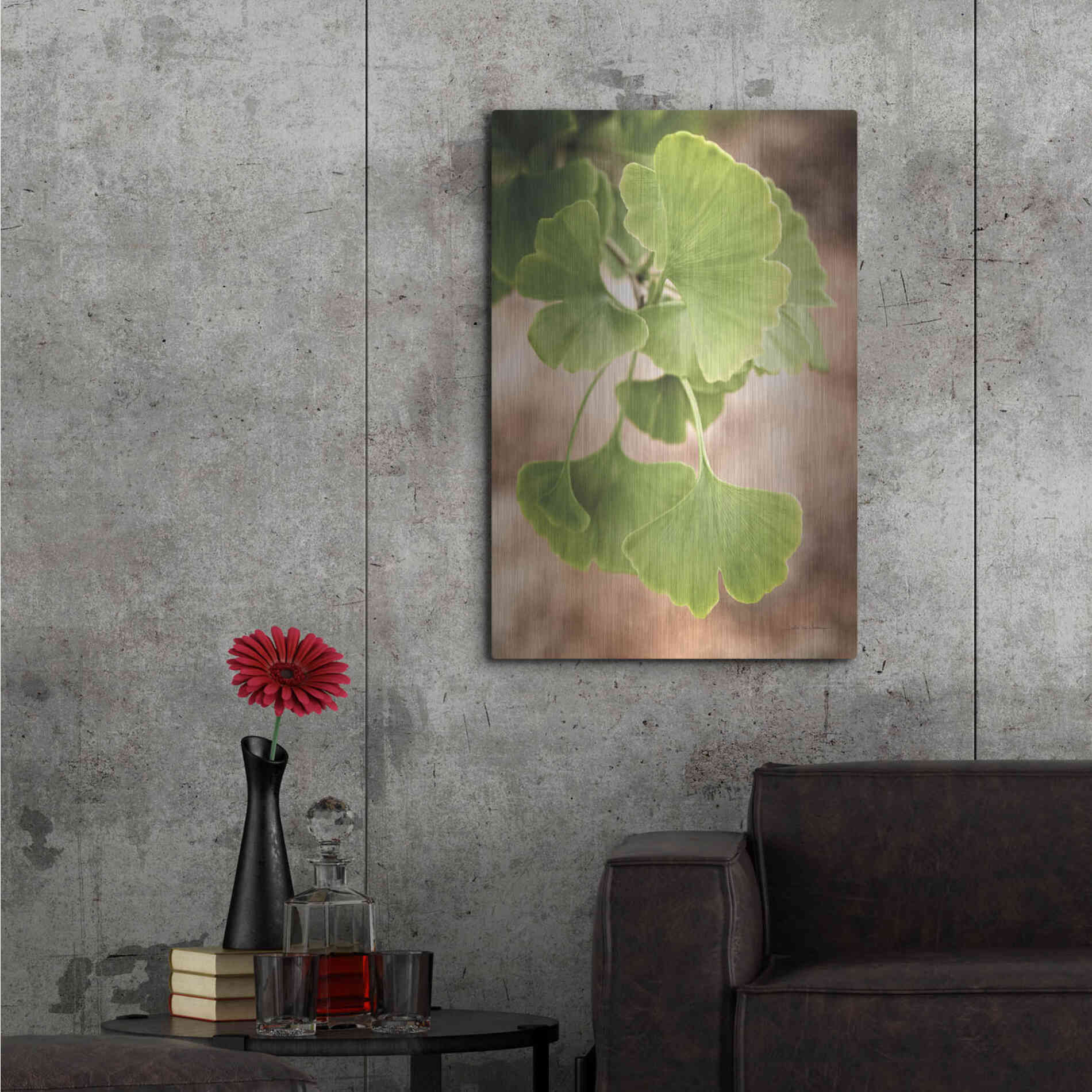 Luxe Metal Art 'Sprouting Ginkgo IV' by Debra Van Swearingen, Metal Wall Art,24x36