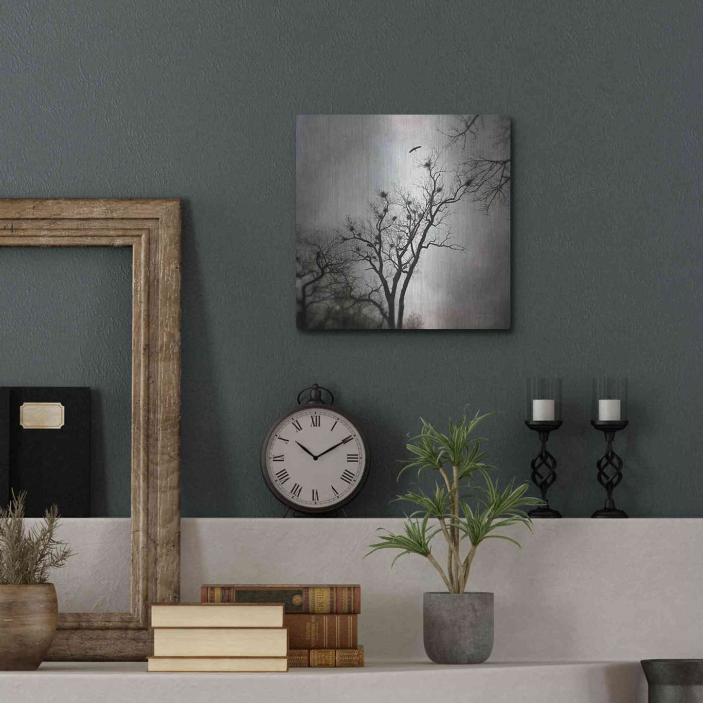 Luxe Metal Art 'The Heron Rookery' by Debra Van Swearingen, Metal Wall Art,12x12