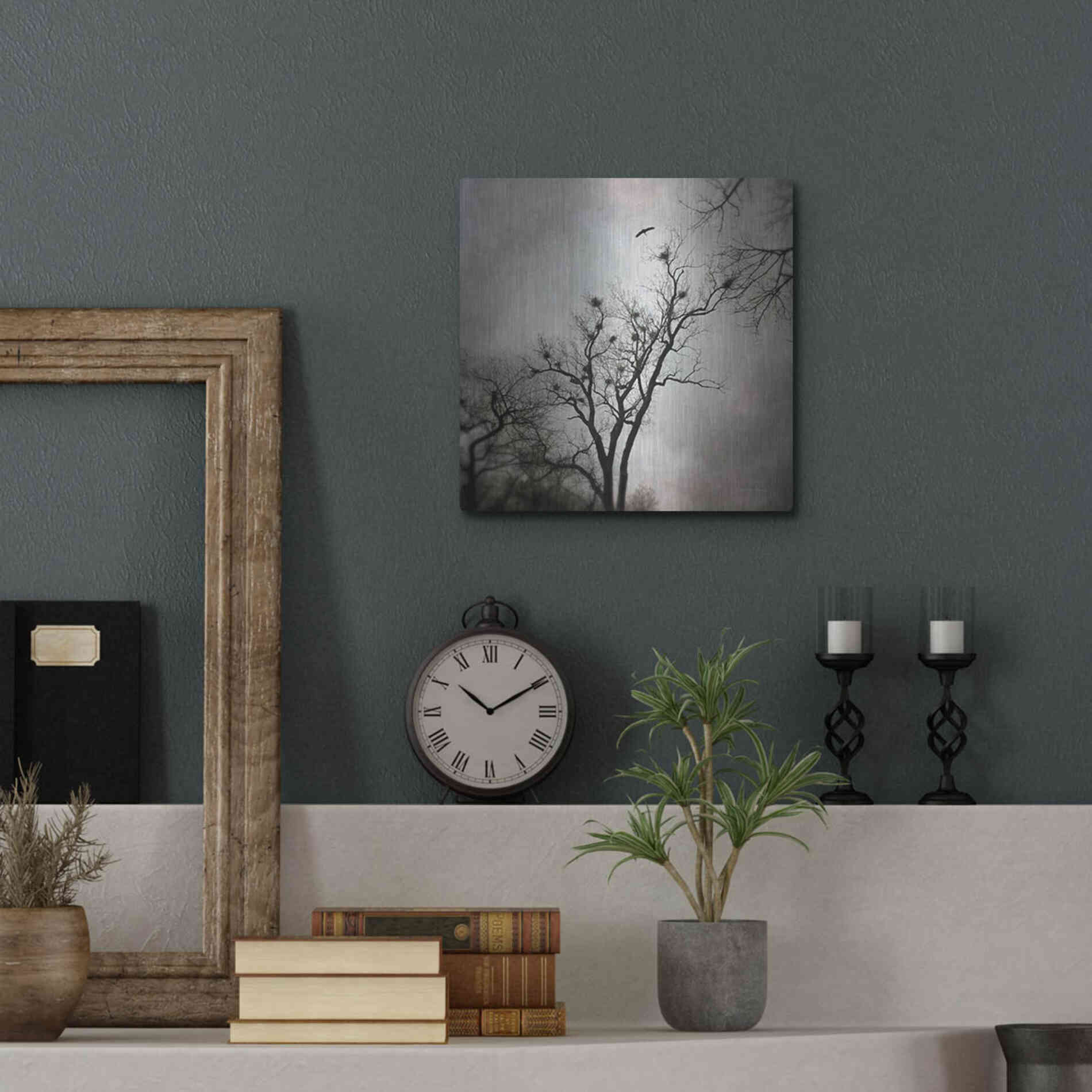 Luxe Metal Art 'The Heron Rookery' by Debra Van Swearingen, Metal Wall Art,12x12