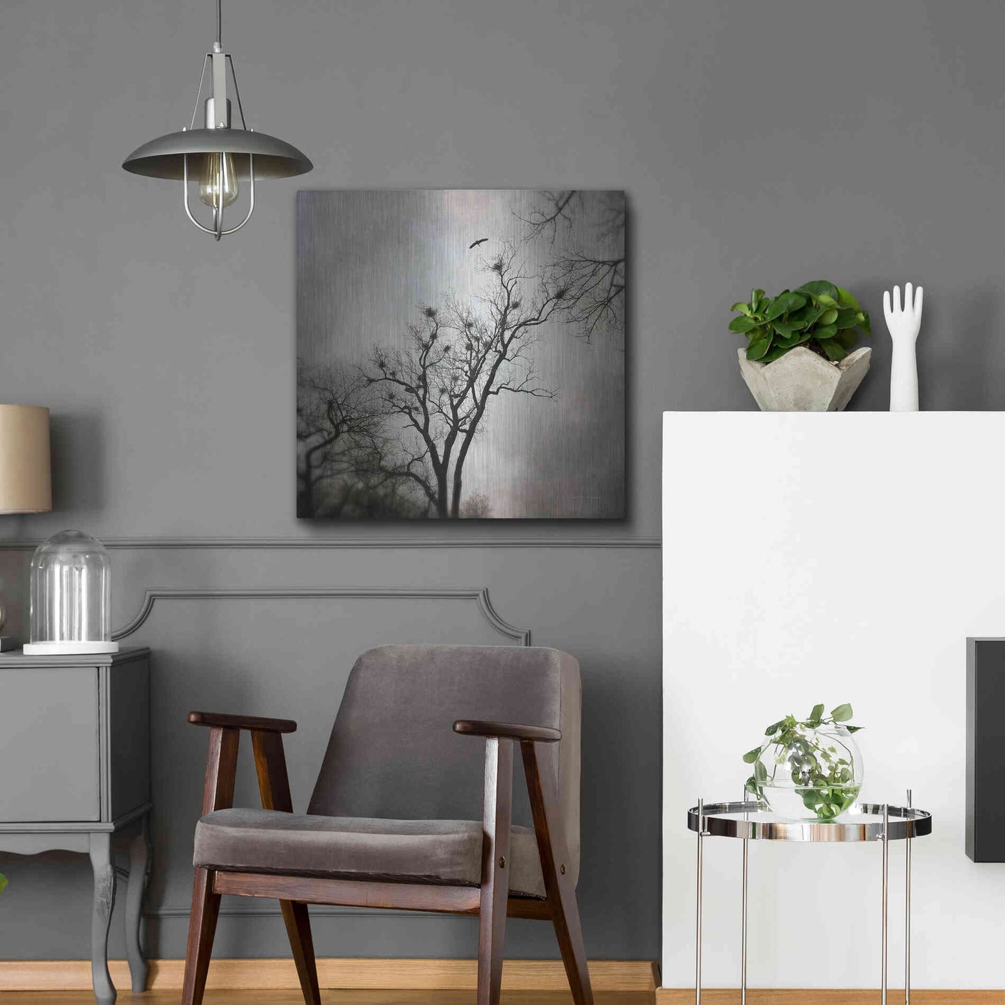 Luxe Metal Art 'The Heron Rookery' by Debra Van Swearingen, Metal Wall Art,24x24