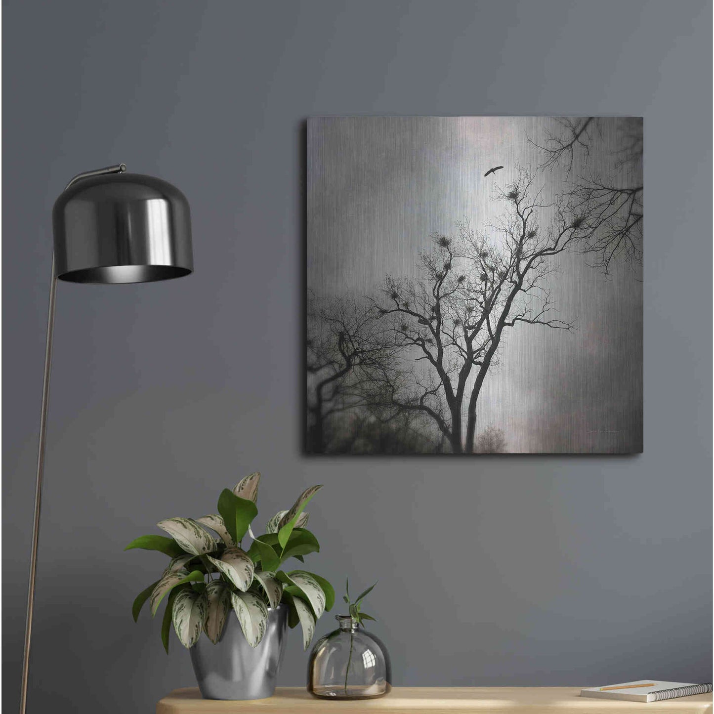 Luxe Metal Art 'The Heron Rookery' by Debra Van Swearingen, Metal Wall Art,24x24