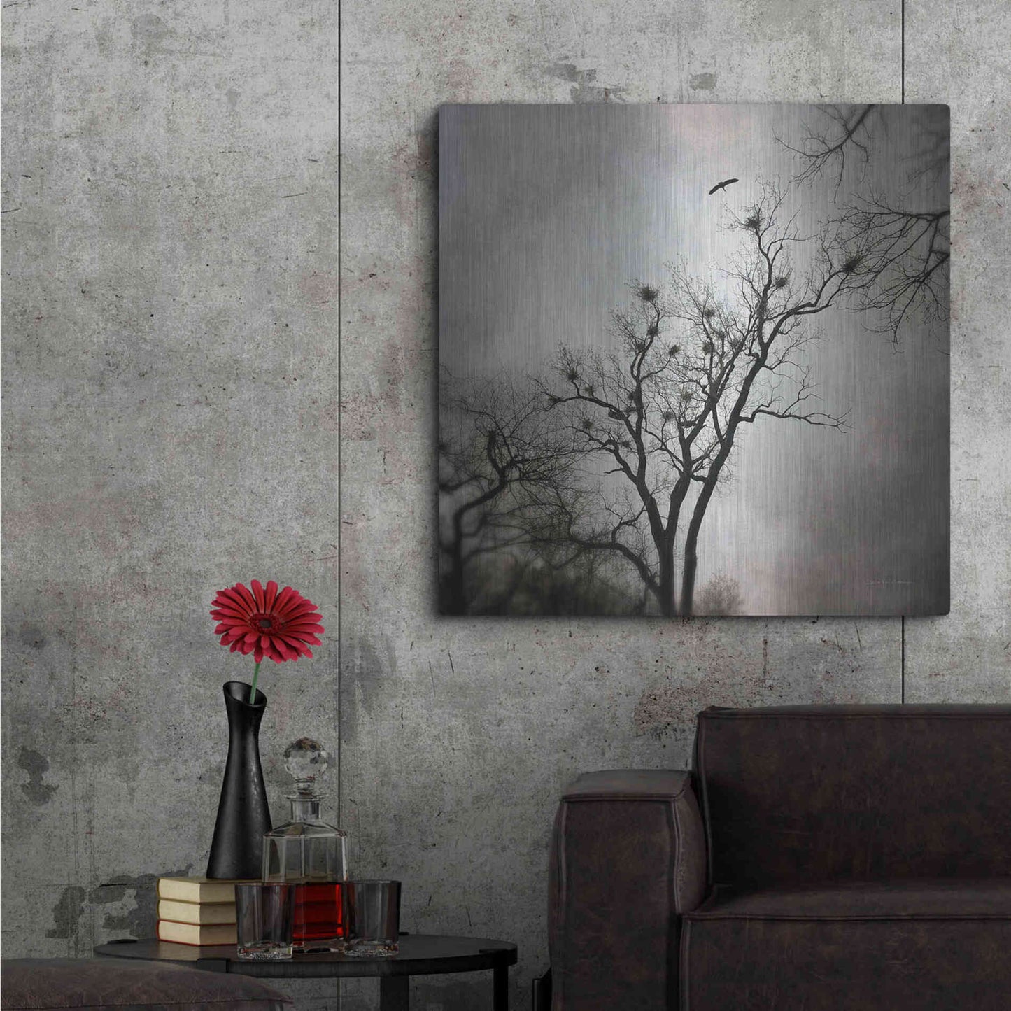 Luxe Metal Art 'The Heron Rookery' by Debra Van Swearingen, Metal Wall Art,36x36