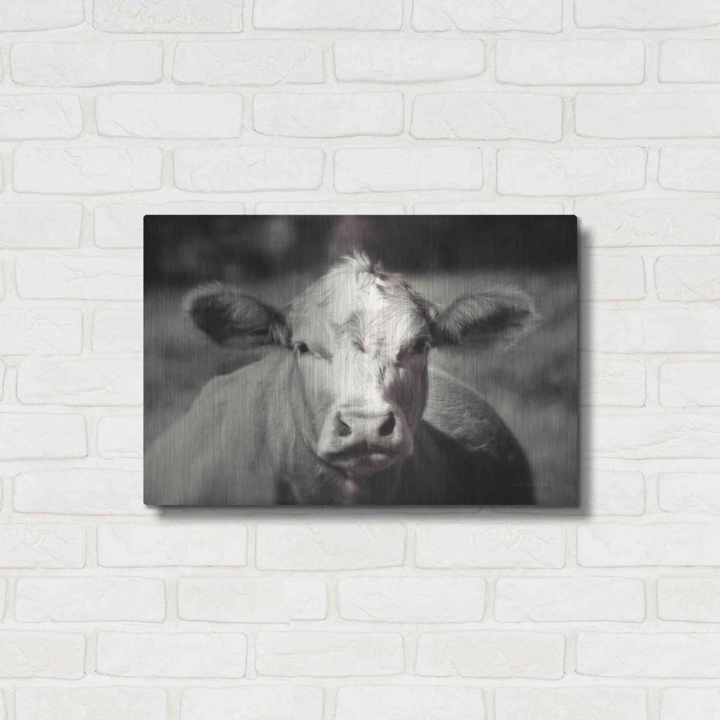Luxe Metal Art 'Pasture Cow' by Debra Van Swearingen, Metal Wall Art,24x16