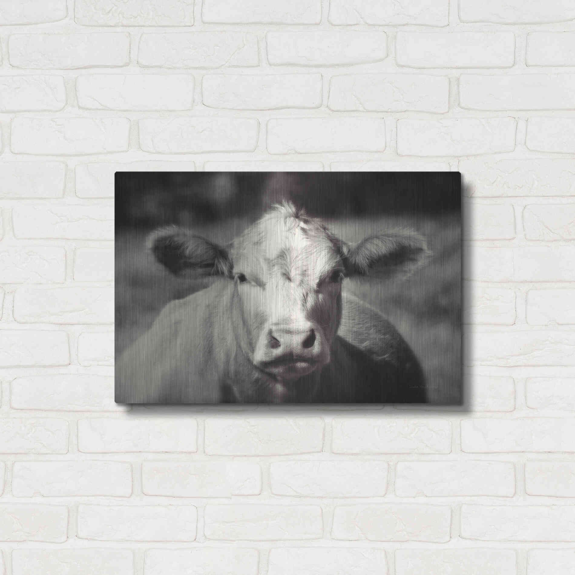 Luxe Metal Art 'Pasture Cow' by Debra Van Swearingen, Metal Wall Art,24x16