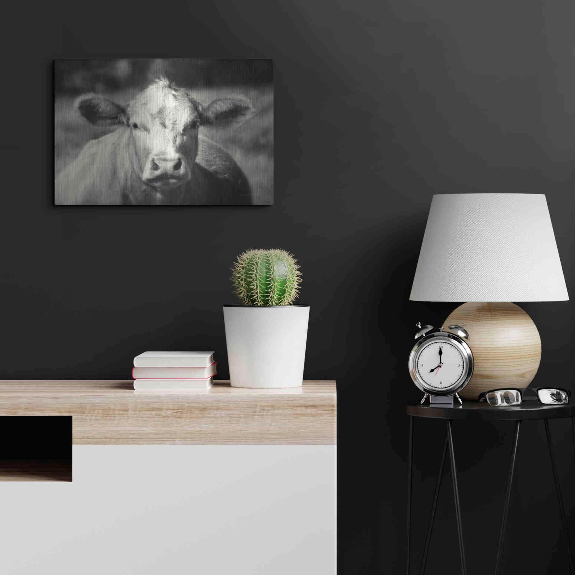 Luxe Metal Art 'Pasture Cow' by Debra Van Swearingen, Metal Wall Art,24x16