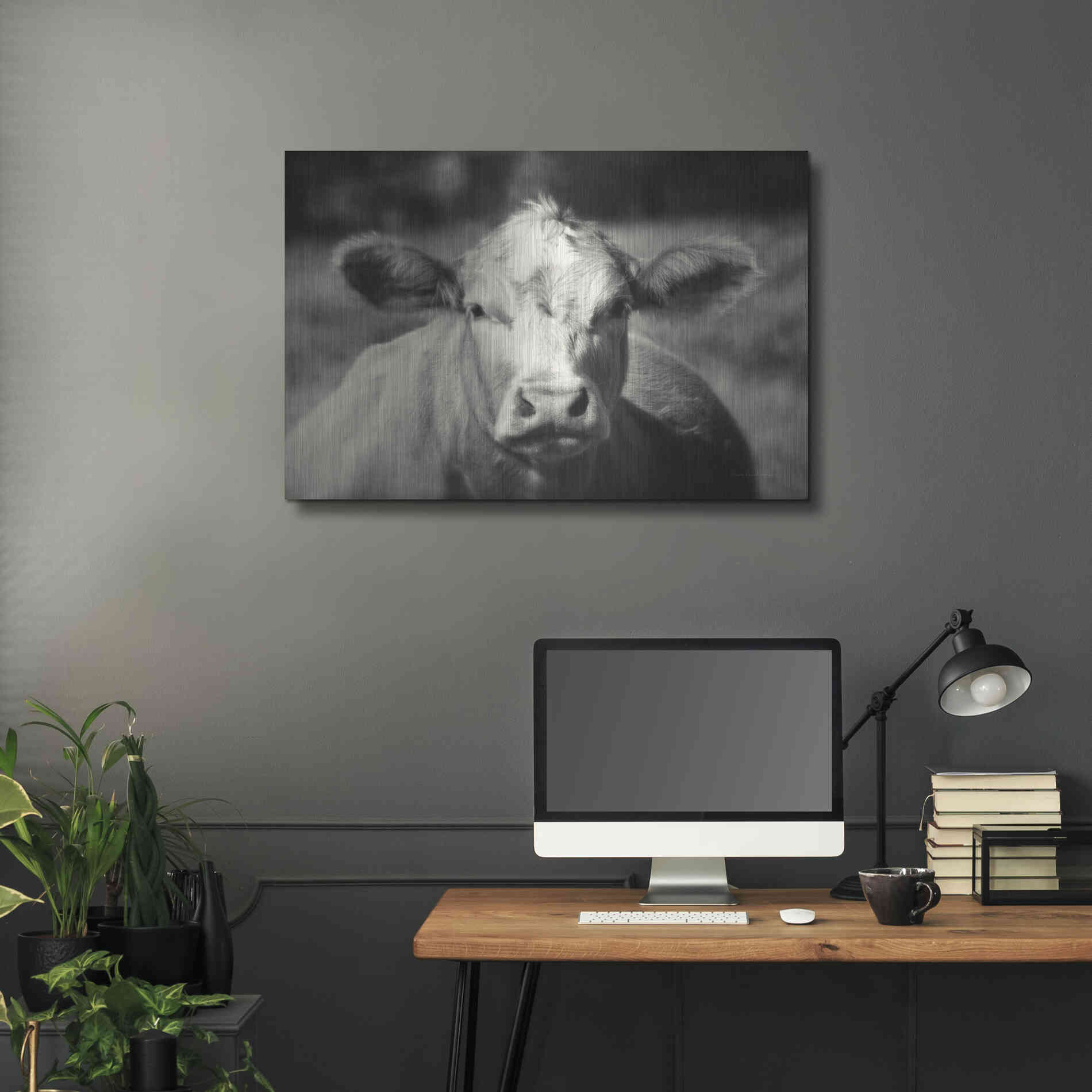 Luxe Metal Art 'Pasture Cow' by Debra Van Swearingen, Metal Wall Art,36x24