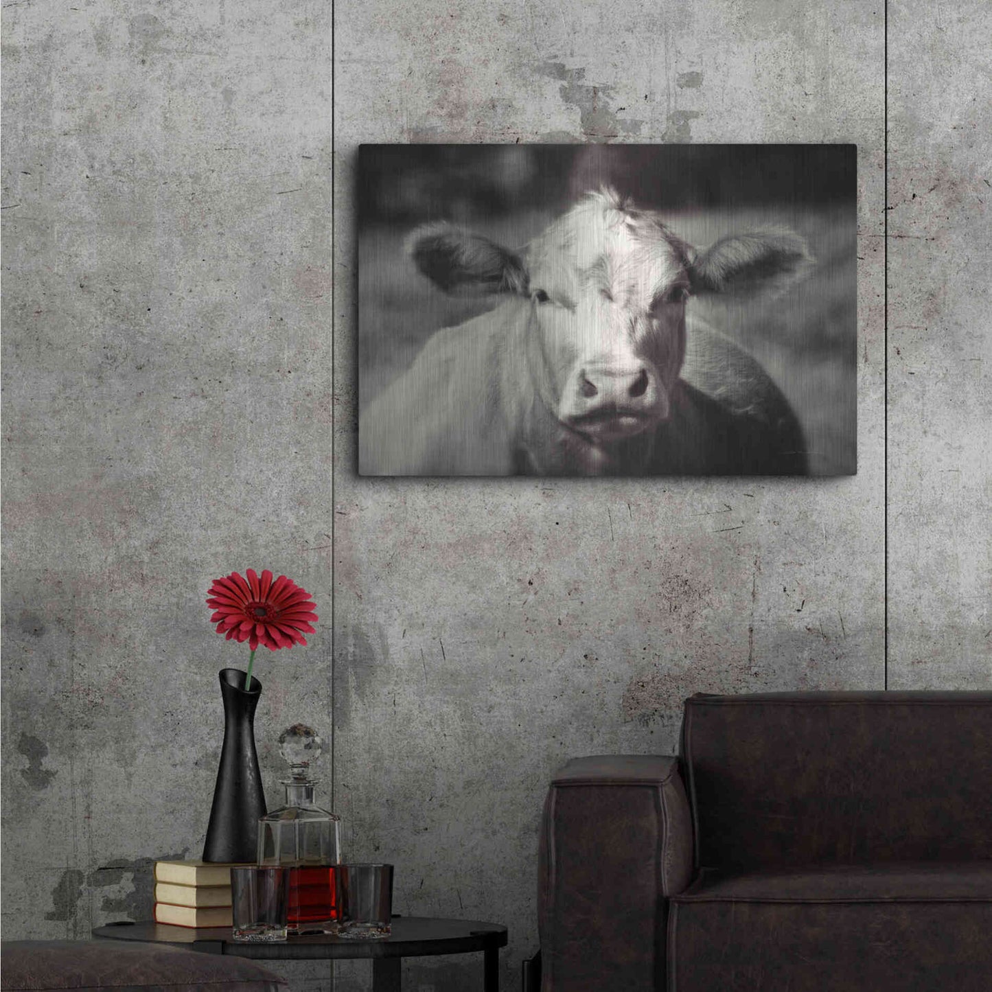 Luxe Metal Art 'Pasture Cow' by Debra Van Swearingen, Metal Wall Art,36x24