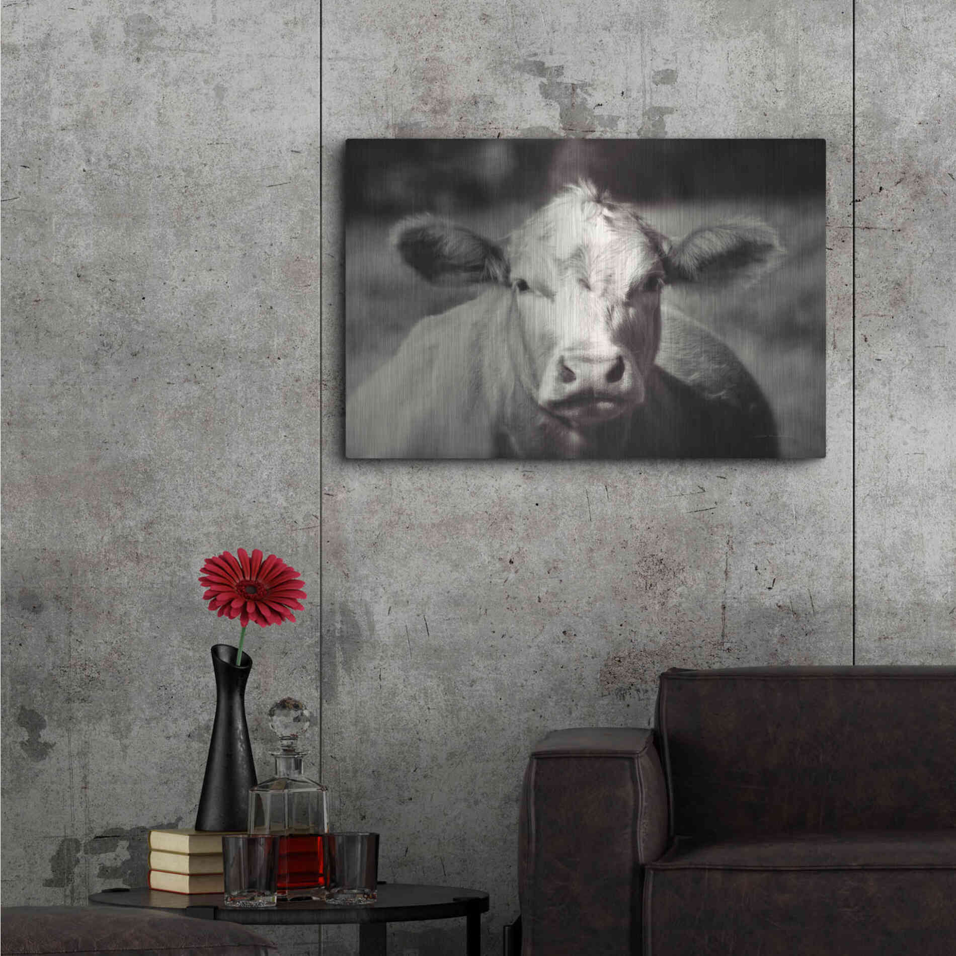 Luxe Metal Art 'Pasture Cow' by Debra Van Swearingen, Metal Wall Art,36x24