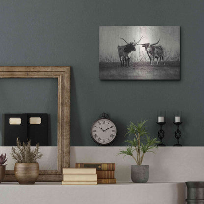 Luxe Metal Art 'Texas Longhorns' by Debra Van Swearingen, Metal Wall Art,16x12