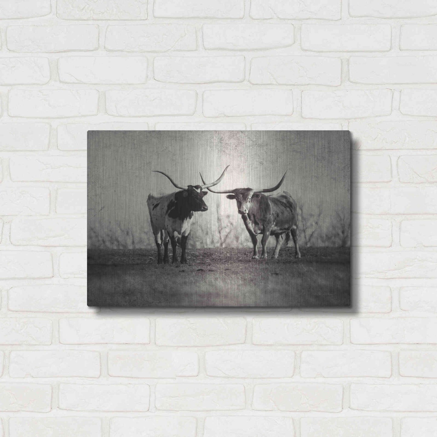 Luxe Metal Art 'Texas Longhorns' by Debra Van Swearingen, Metal Wall Art,24x16