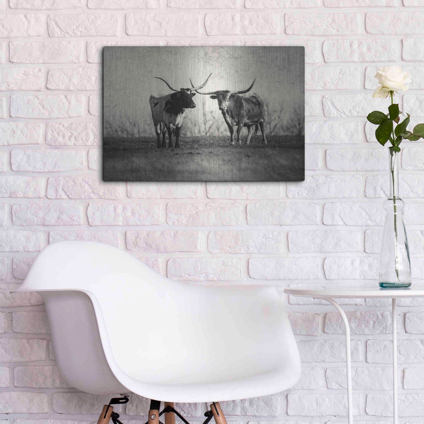 Luxe Metal Art 'Texas Longhorns' by Debra Van Swearingen, Metal Wall Art,24x16