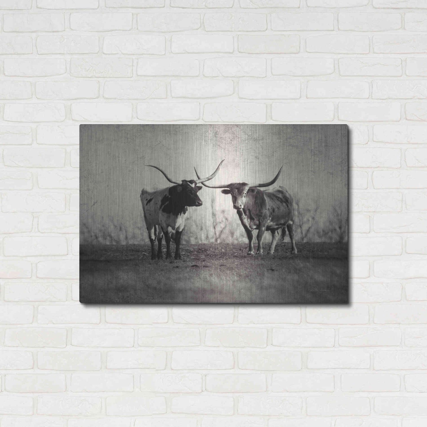 Luxe Metal Art 'Texas Longhorns' by Debra Van Swearingen, Metal Wall Art,36x24