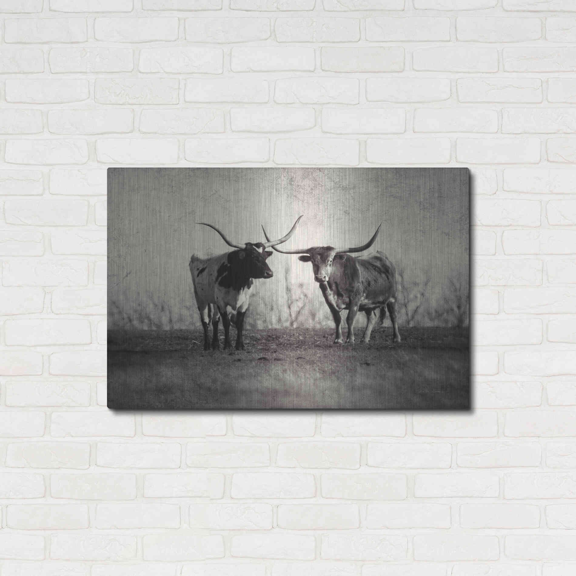 Luxe Metal Art 'Texas Longhorns' by Debra Van Swearingen, Metal Wall Art,36x24