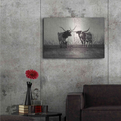 Luxe Metal Art 'Texas Longhorns' by Debra Van Swearingen, Metal Wall Art,36x24