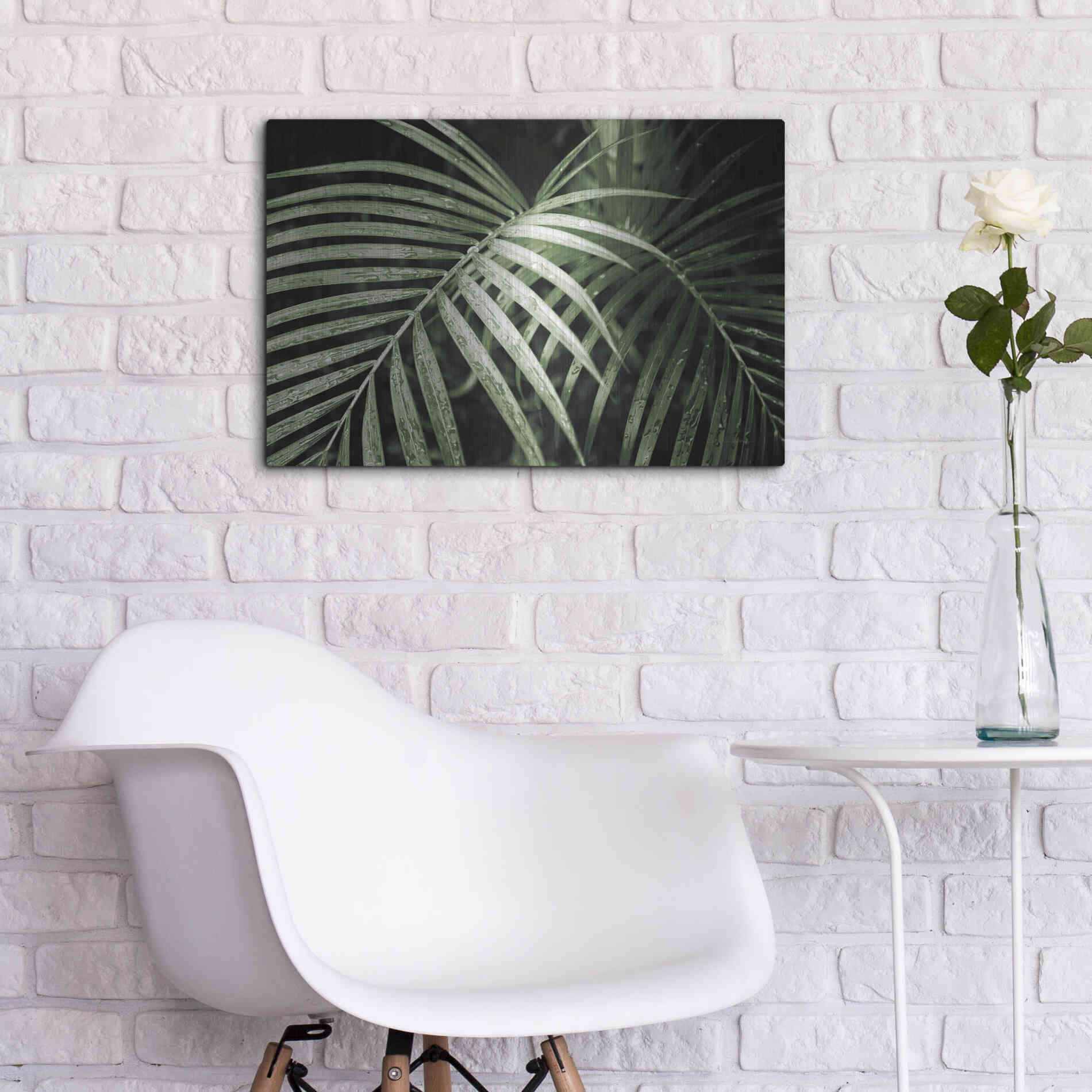 Luxe Metal Art 'Palm Fronds Green' by Debra Van Swearingen, Metal Wall Art,24x16