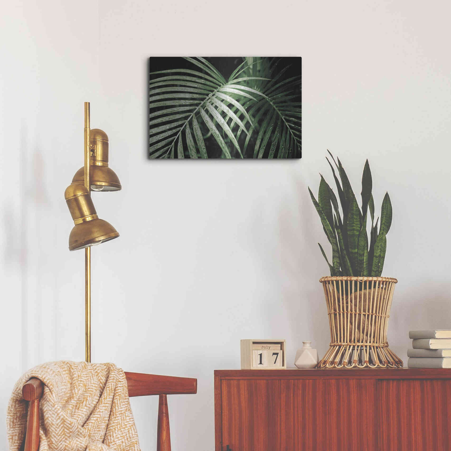 Luxe Metal Art 'Palm Fronds Green' by Debra Van Swearingen, Metal Wall Art,24x16