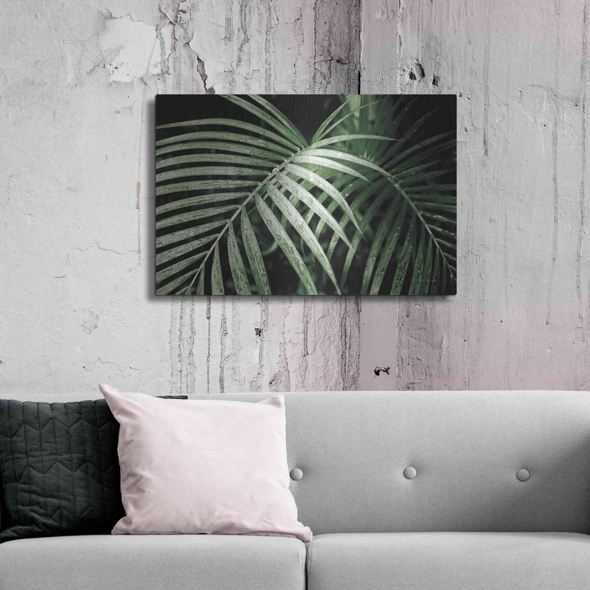 Luxe Metal Art 'Palm Fronds Green' by Debra Van Swearingen, Metal Wall Art,36x24