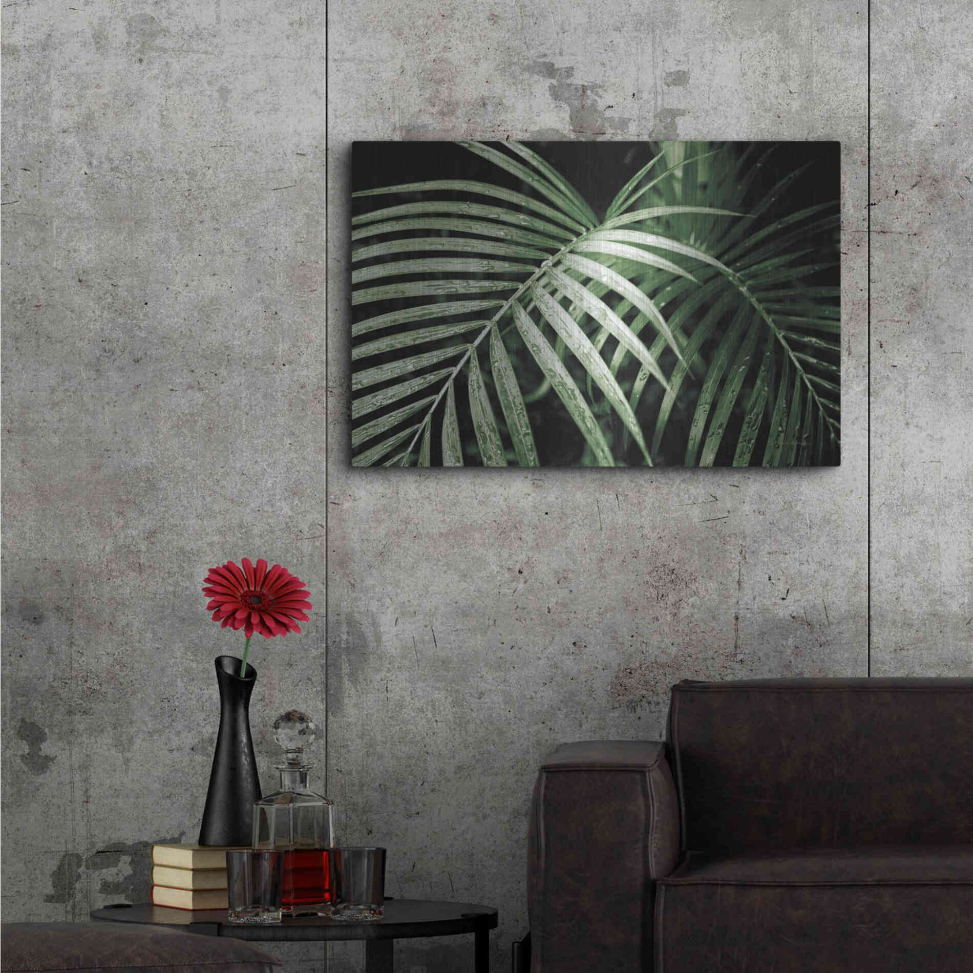 Luxe Metal Art 'Palm Fronds Green' by Debra Van Swearingen, Metal Wall Art,36x24