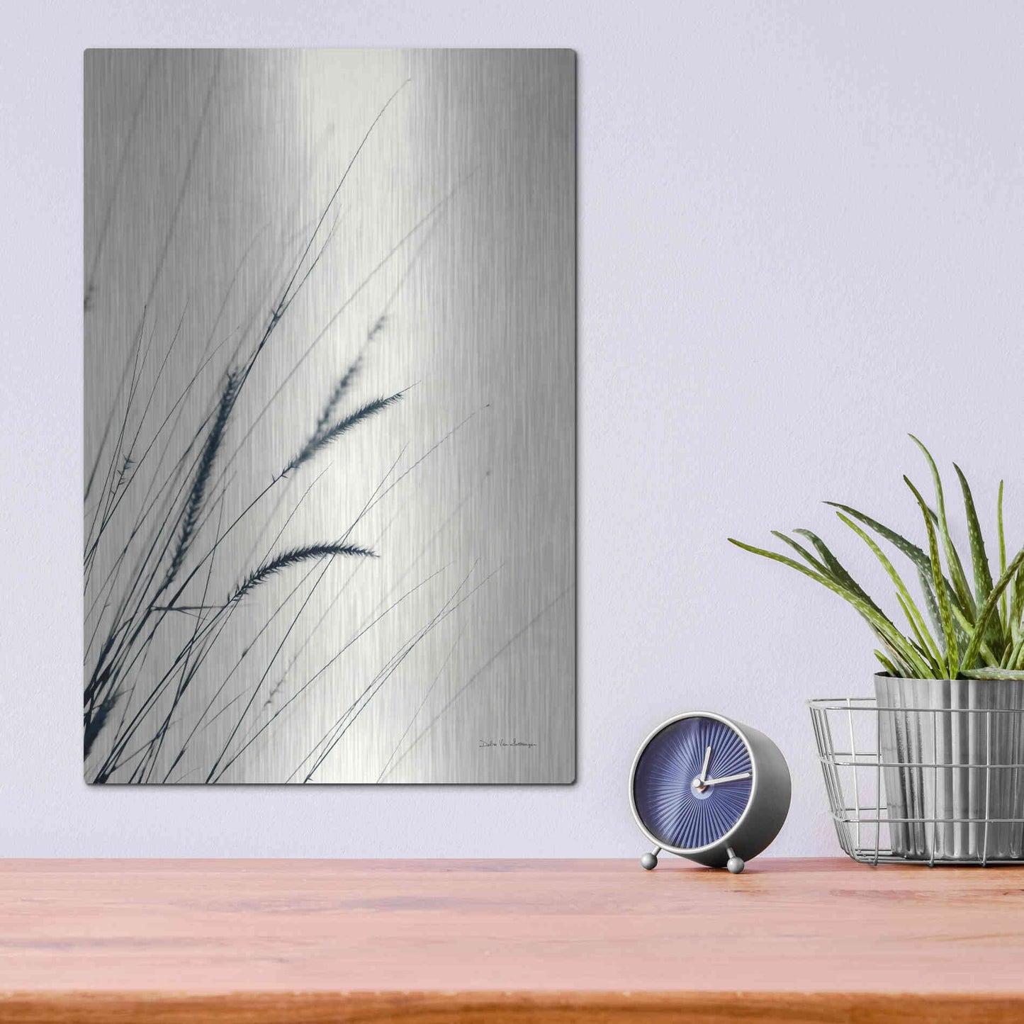 Luxe Metal Art 'Field Grasses I' by Debra Van Swearingen, Metal Wall Art,12x16