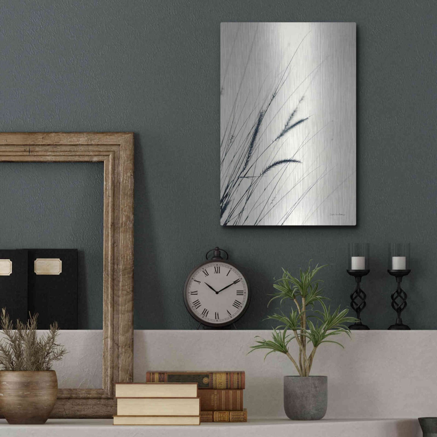 Luxe Metal Art 'Field Grasses I' by Debra Van Swearingen, Metal Wall Art,12x16