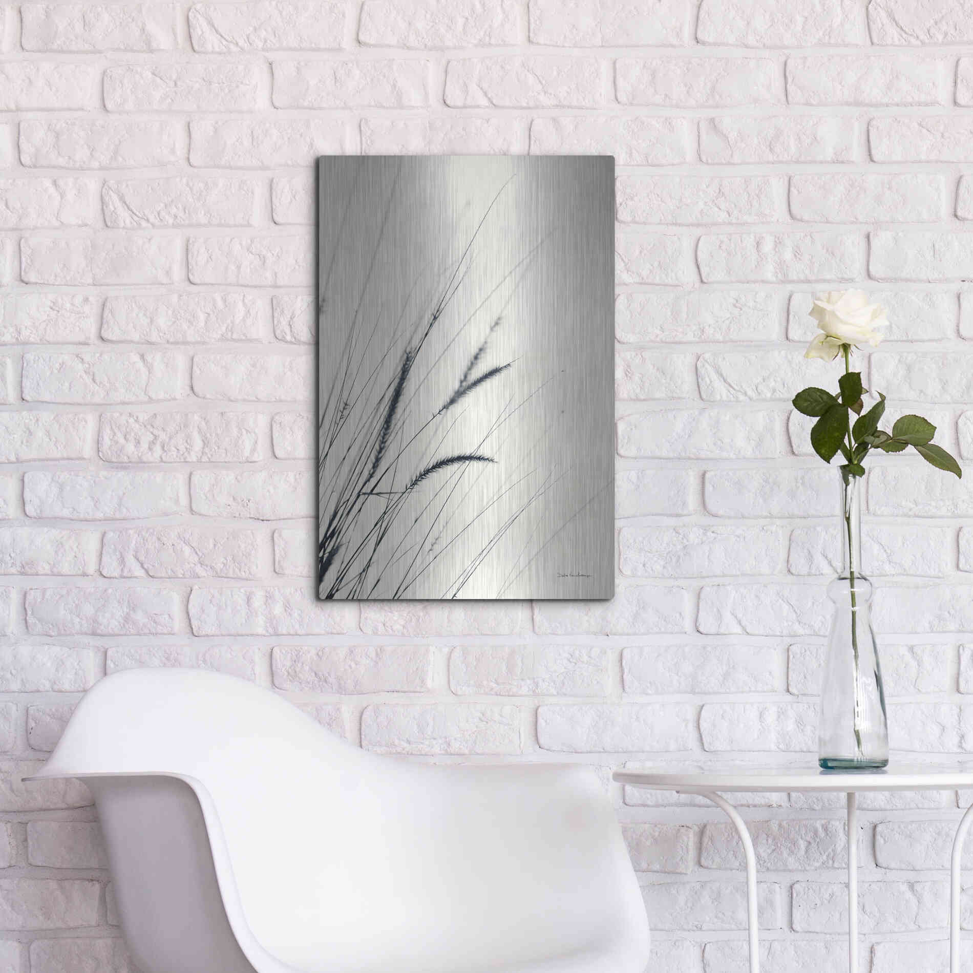 Luxe Metal Art 'Field Grasses I' by Debra Van Swearingen, Metal Wall Art,16x24