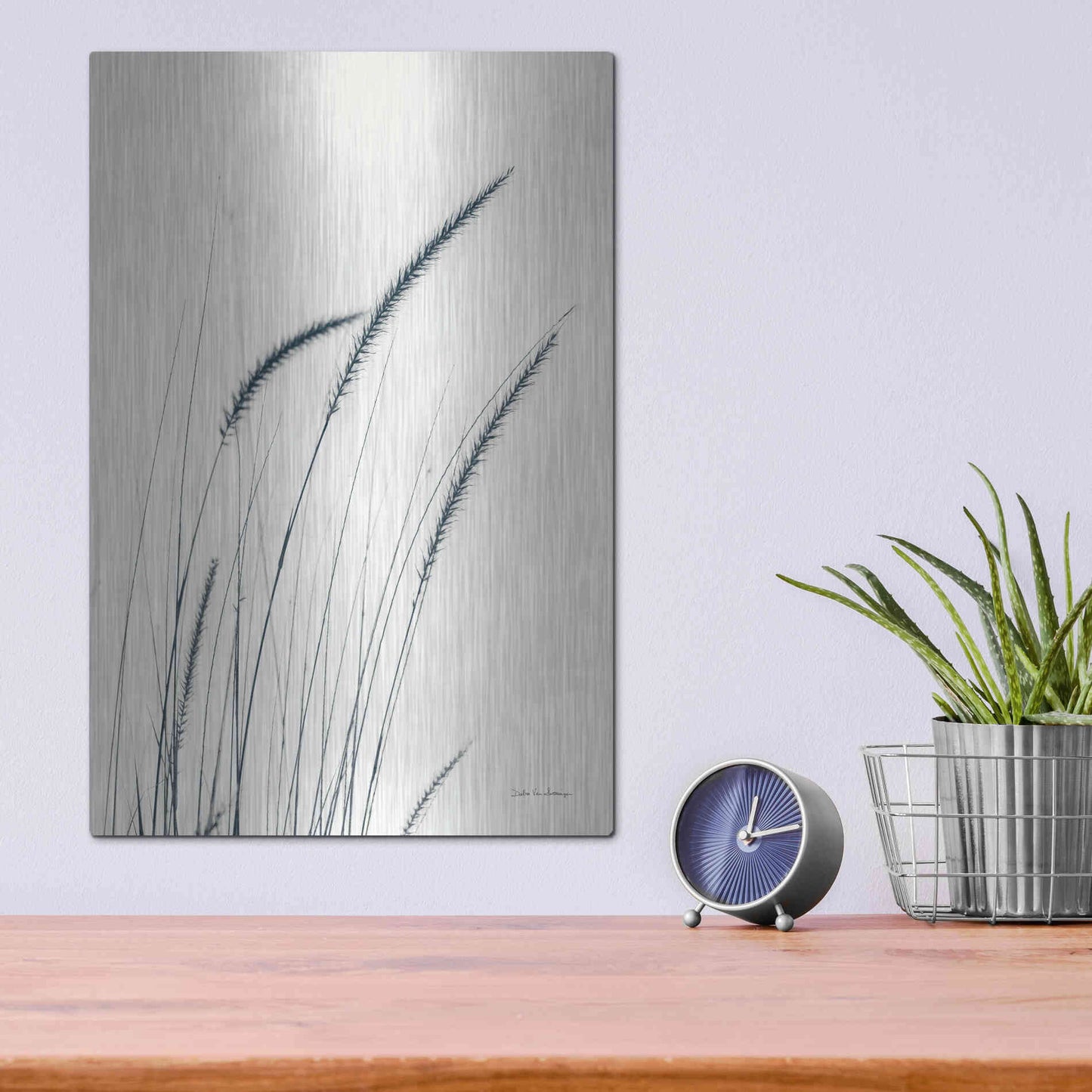 Luxe Metal Art 'Field Grasses III' by Debra Van Swearingen, Metal Wall Art,12x16