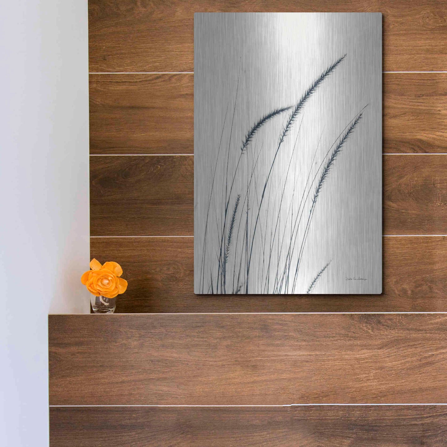 Luxe Metal Art 'Field Grasses III' by Debra Van Swearingen, Metal Wall Art,12x16