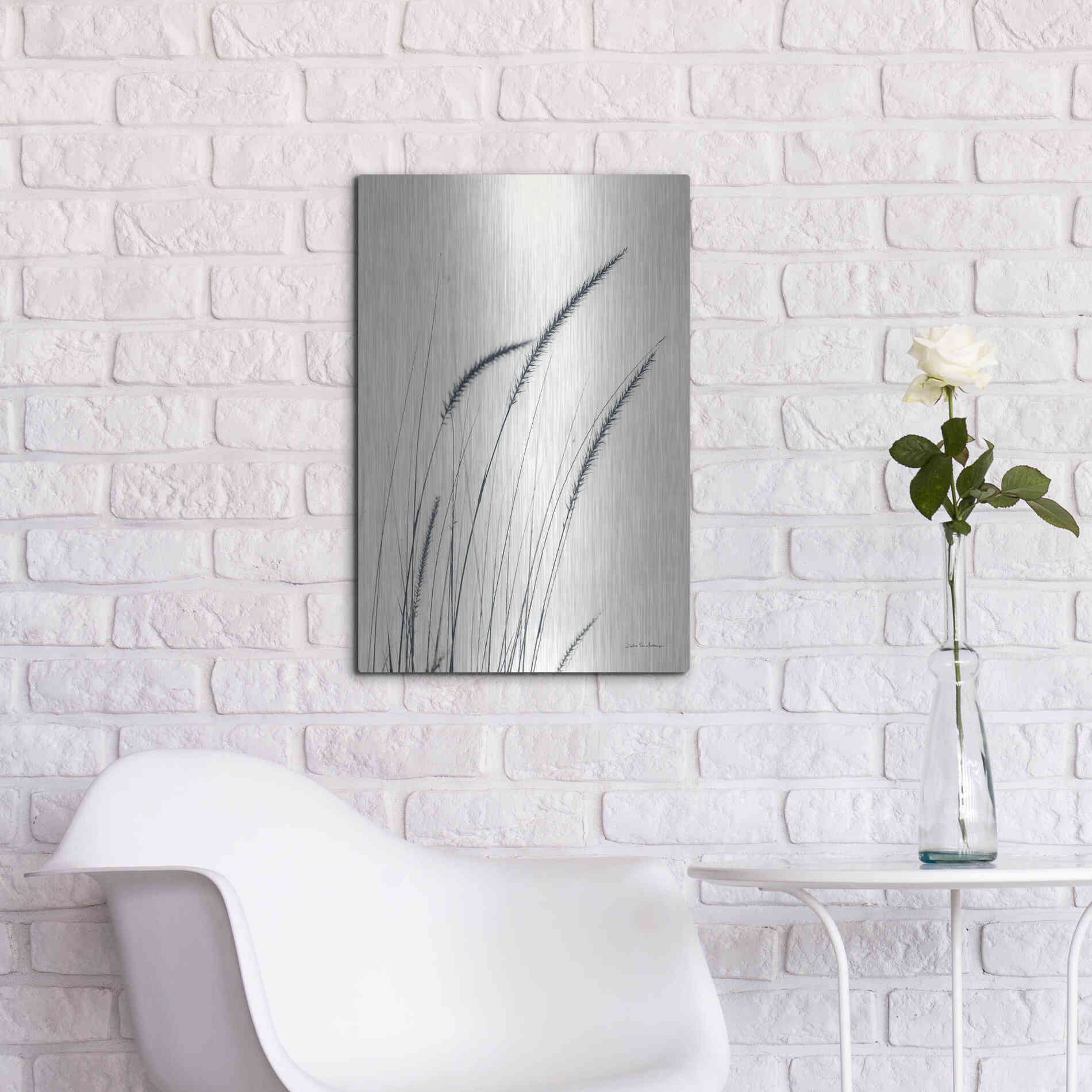 Luxe Metal Art 'Field Grasses III' by Debra Van Swearingen, Metal Wall Art,16x24