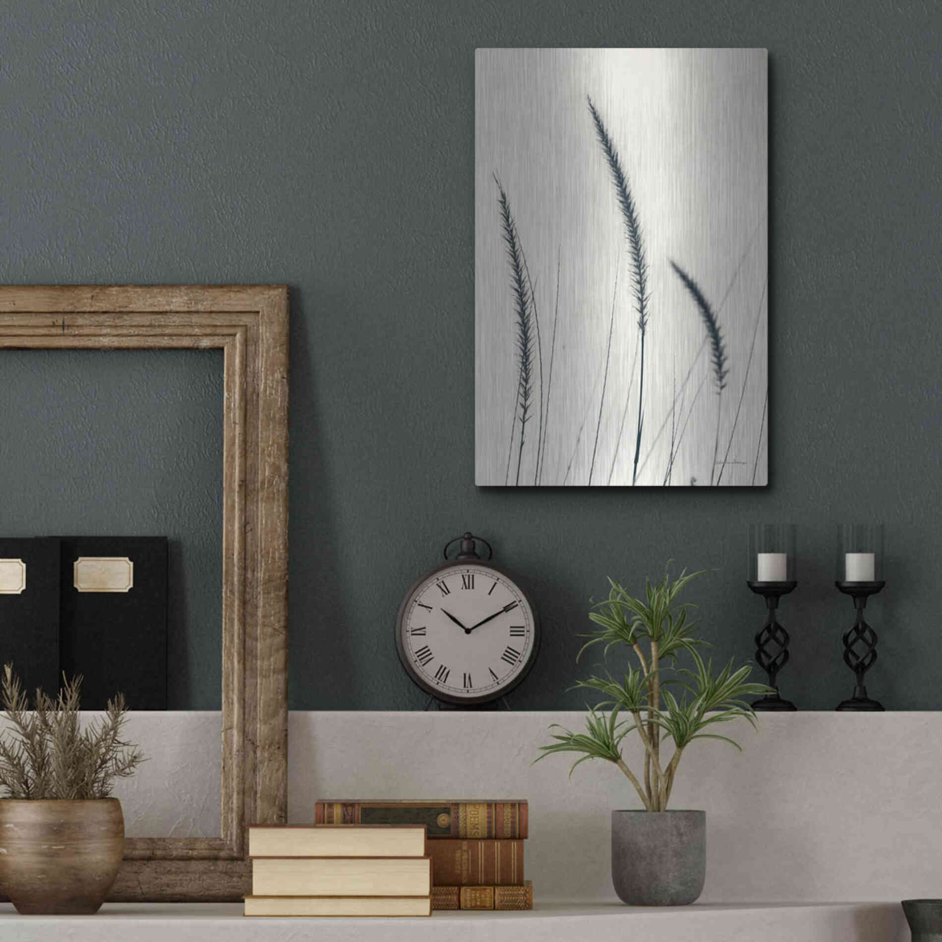 Luxe Metal Art 'Field Grasses IV' by Debra Van Swearingen, Metal Wall Art,12x16