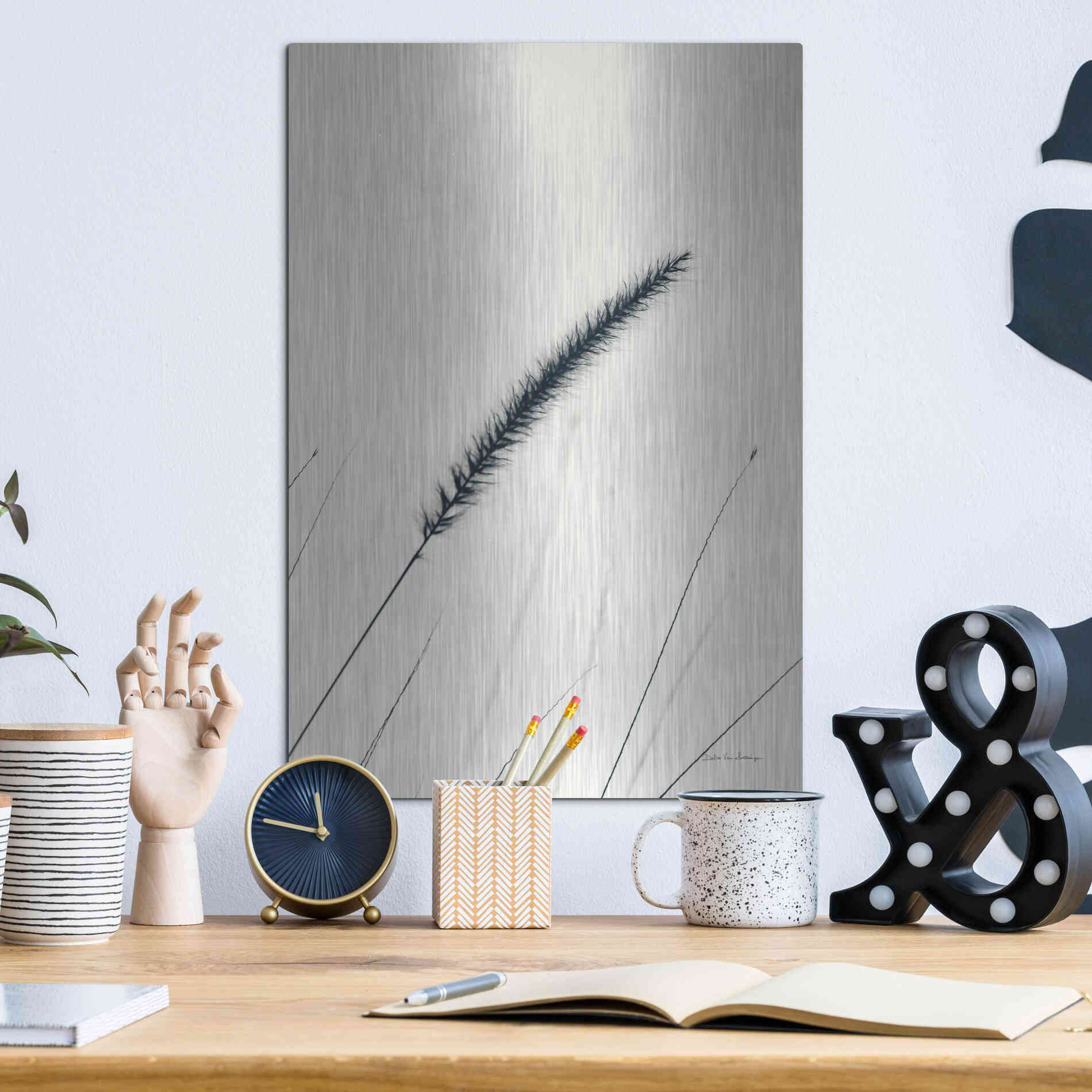 Luxe Metal Art 'Field Grasses V' by Debra Van Swearingen, Metal Wall Art,12x16