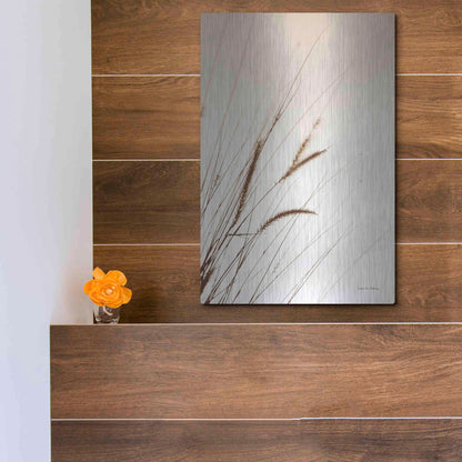 Luxe Metal Art 'Field Grasses I Sepia' by Debra Van Swearingen, Metal Wall Art,12x16