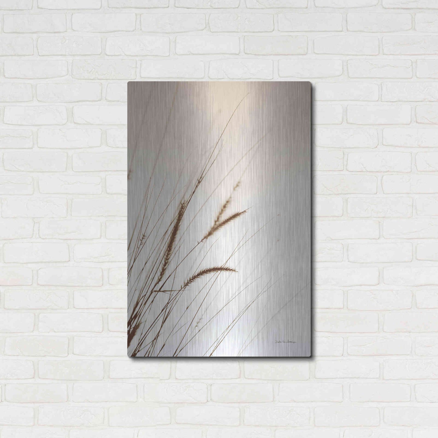 Luxe Metal Art 'Field Grasses I Sepia' by Debra Van Swearingen, Metal Wall Art,24x36
