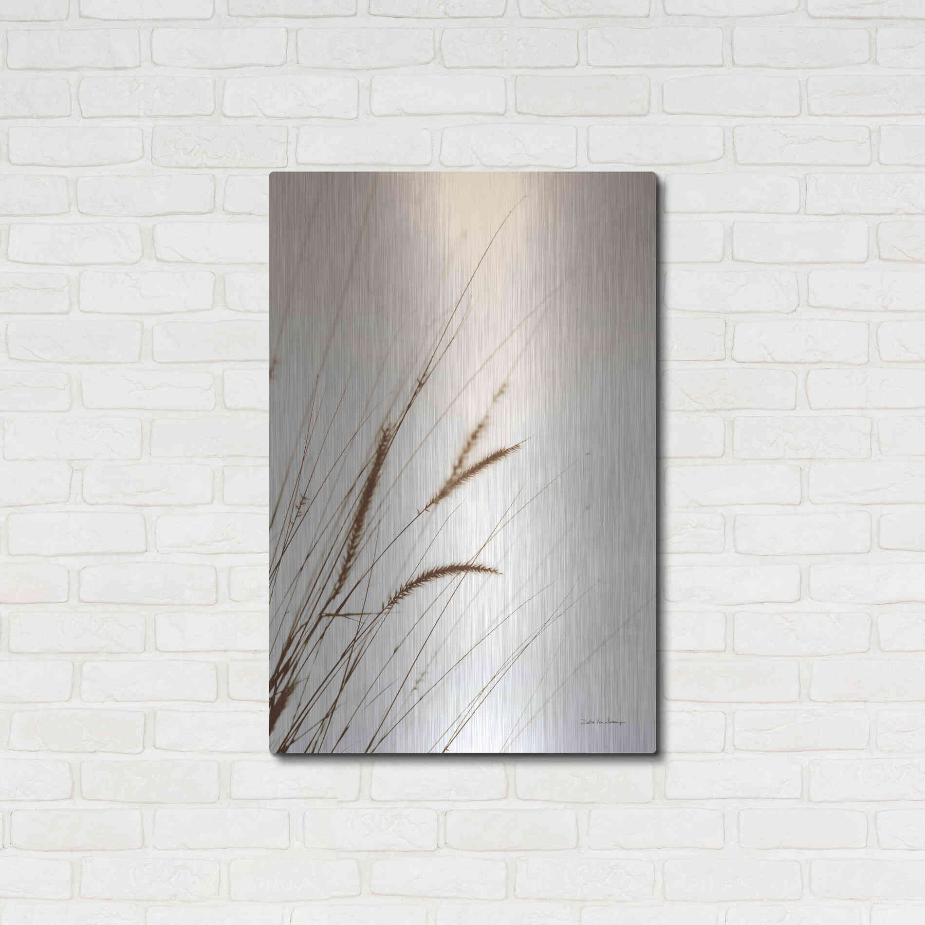 Luxe Metal Art 'Field Grasses I Sepia' by Debra Van Swearingen, Metal Wall Art,24x36
