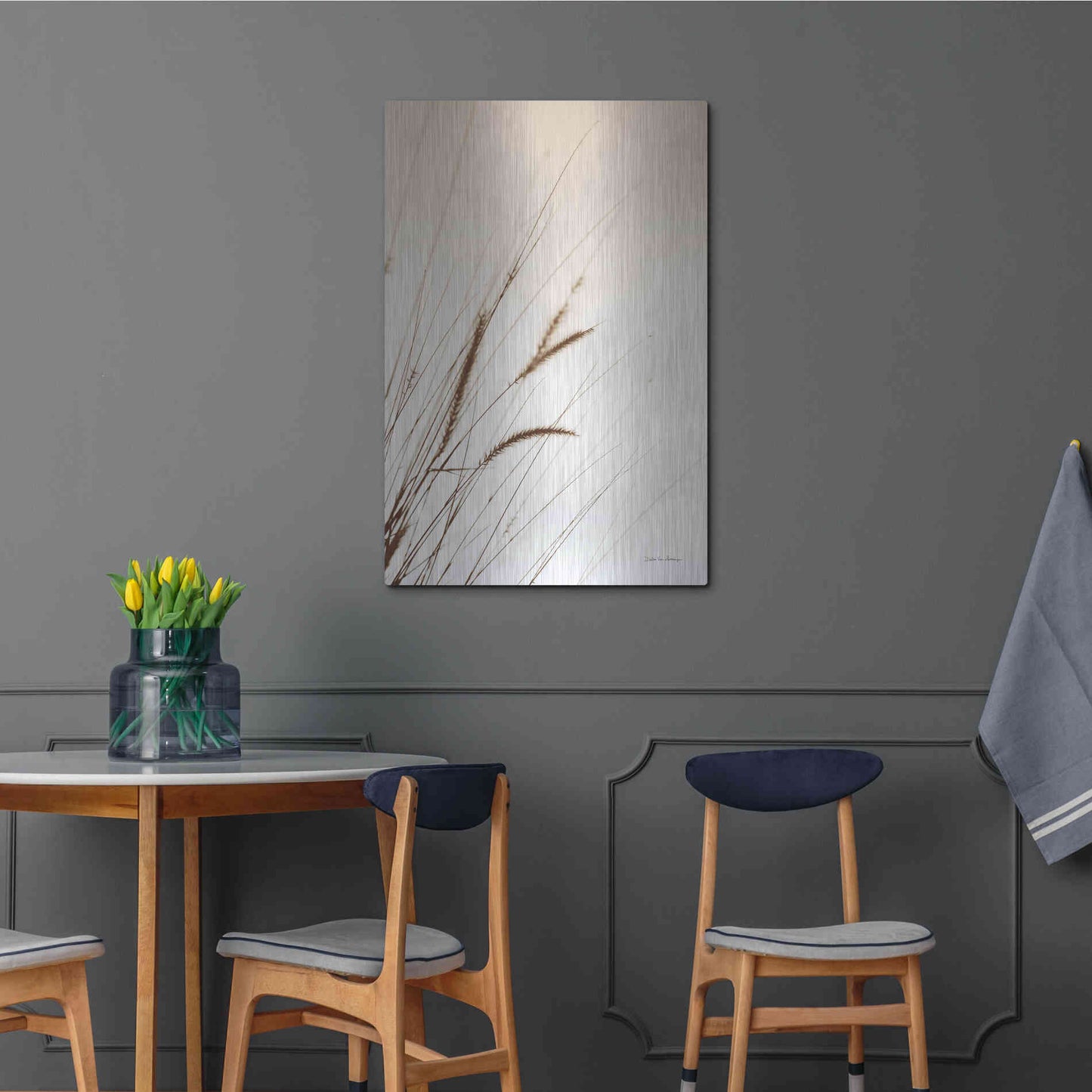 Luxe Metal Art 'Field Grasses I Sepia' by Debra Van Swearingen, Metal Wall Art,24x36