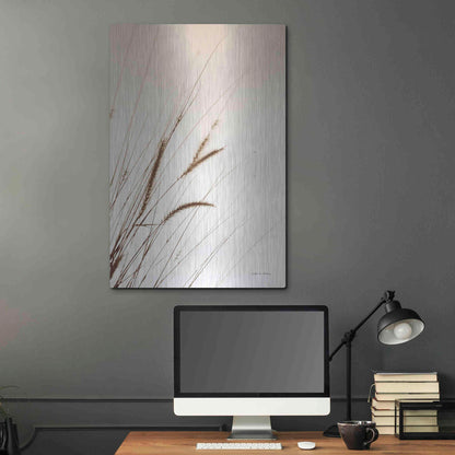 Luxe Metal Art 'Field Grasses I Sepia' by Debra Van Swearingen, Metal Wall Art,24x36