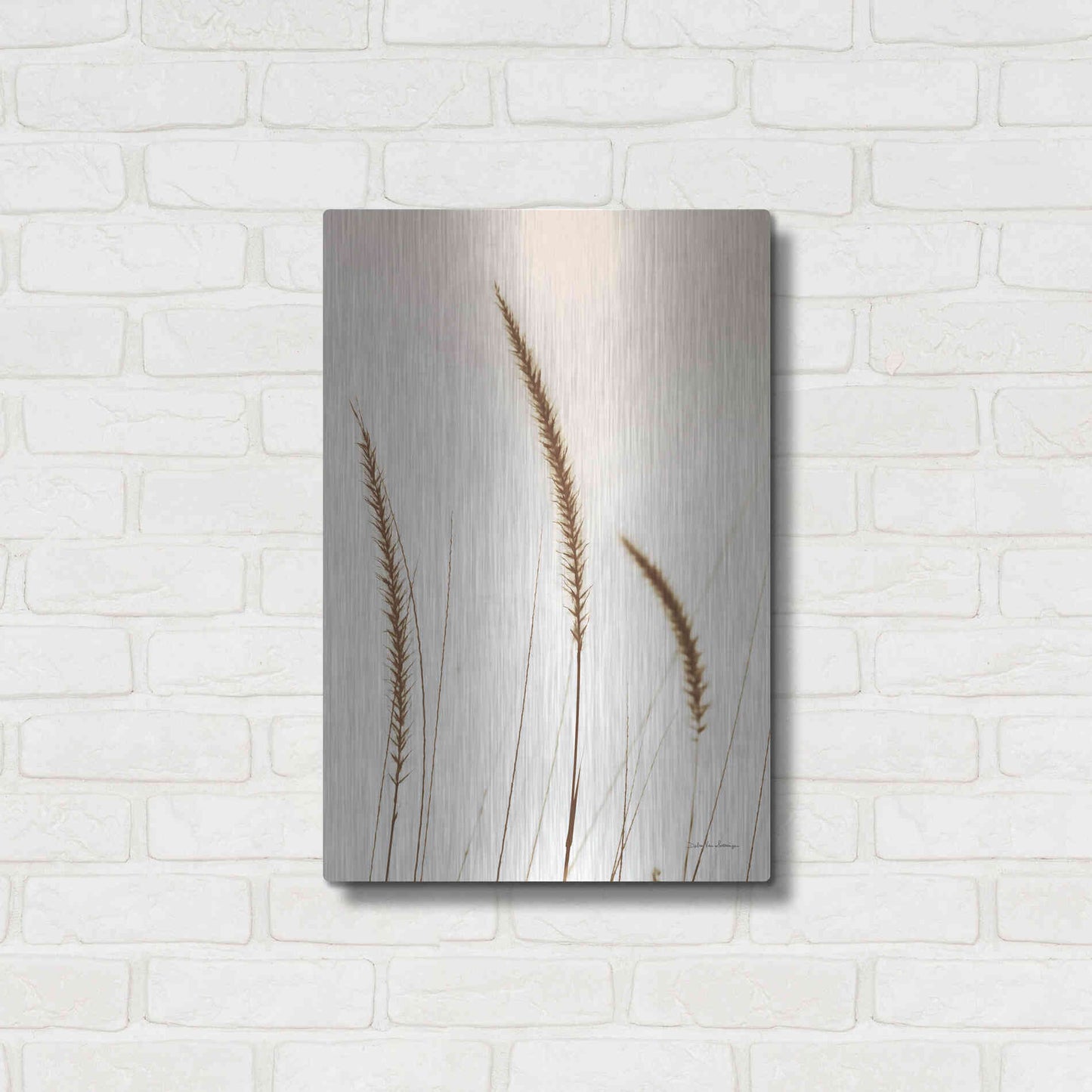 Luxe Metal Art 'Field Grasses IV Sepia' by Debra Van Swearingen, Metal Wall Art,16x24