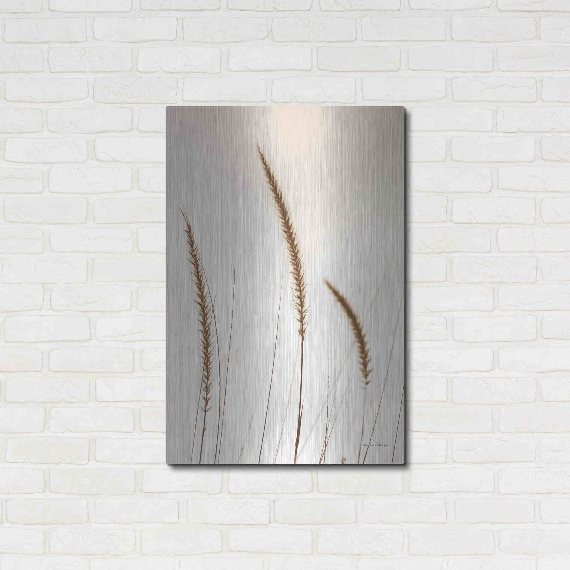 Luxe Metal Art 'Field Grasses IV Sepia' by Debra Van Swearingen, Metal Wall Art,24x36