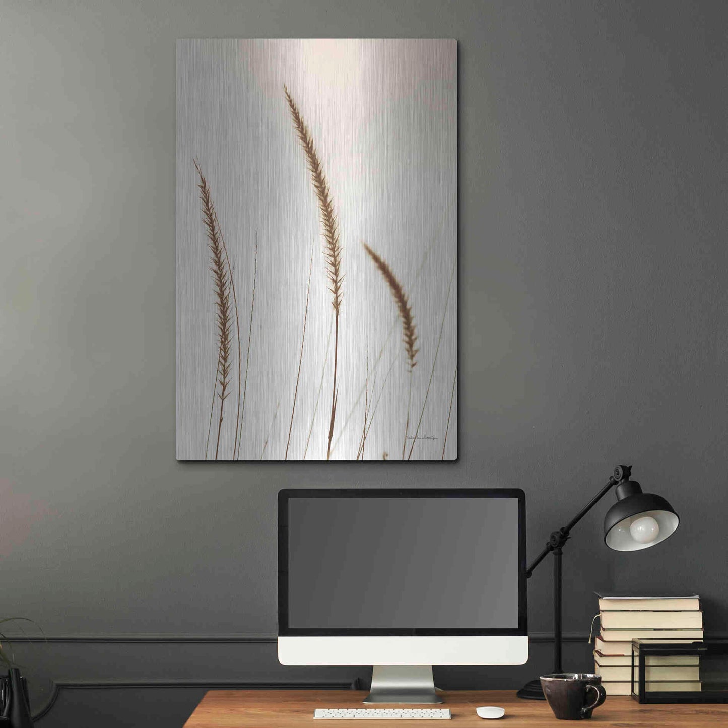 Luxe Metal Art 'Field Grasses IV Sepia' by Debra Van Swearingen, Metal Wall Art,24x36