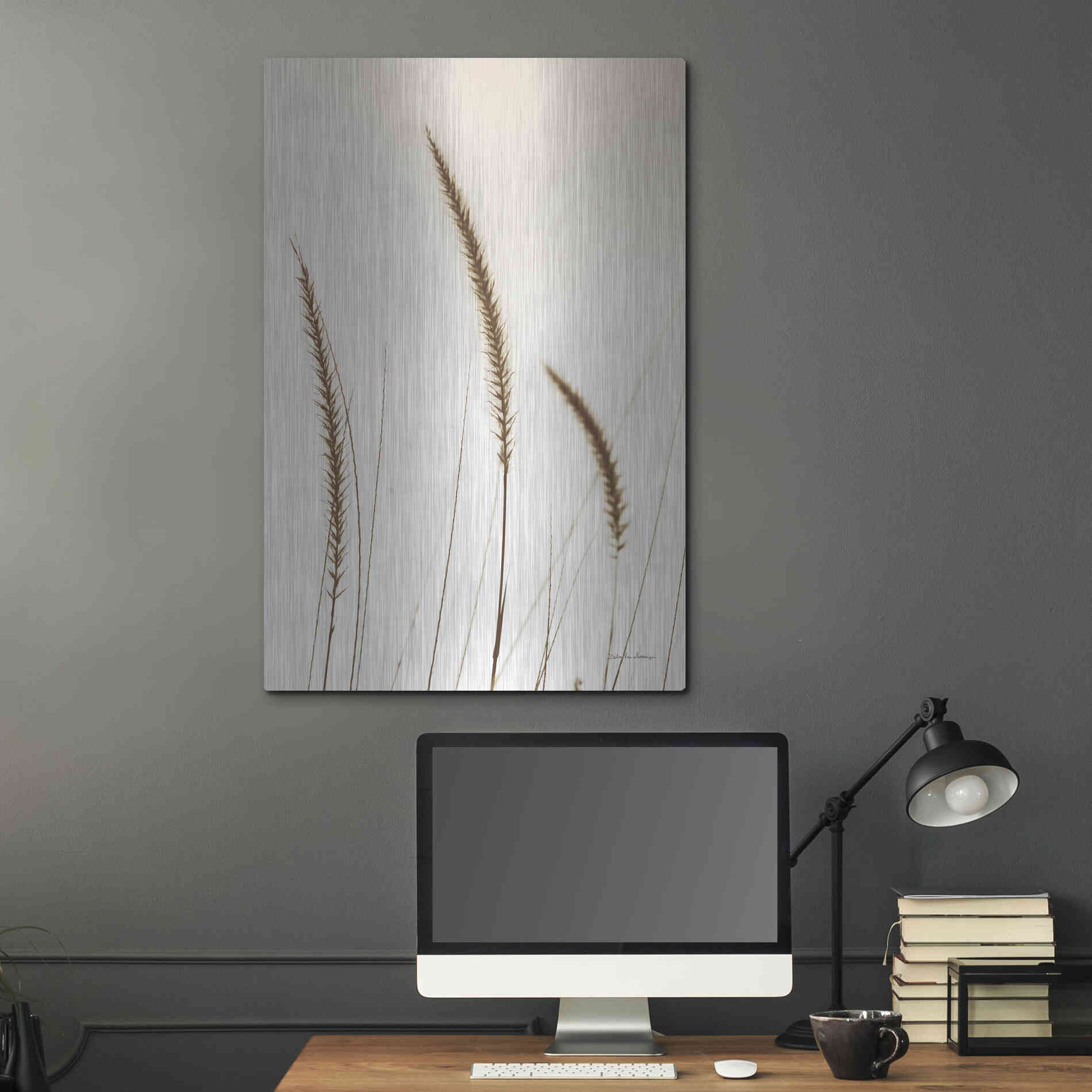 Luxe Metal Art 'Field Grasses IV Sepia' by Debra Van Swearingen, Metal Wall Art,24x36