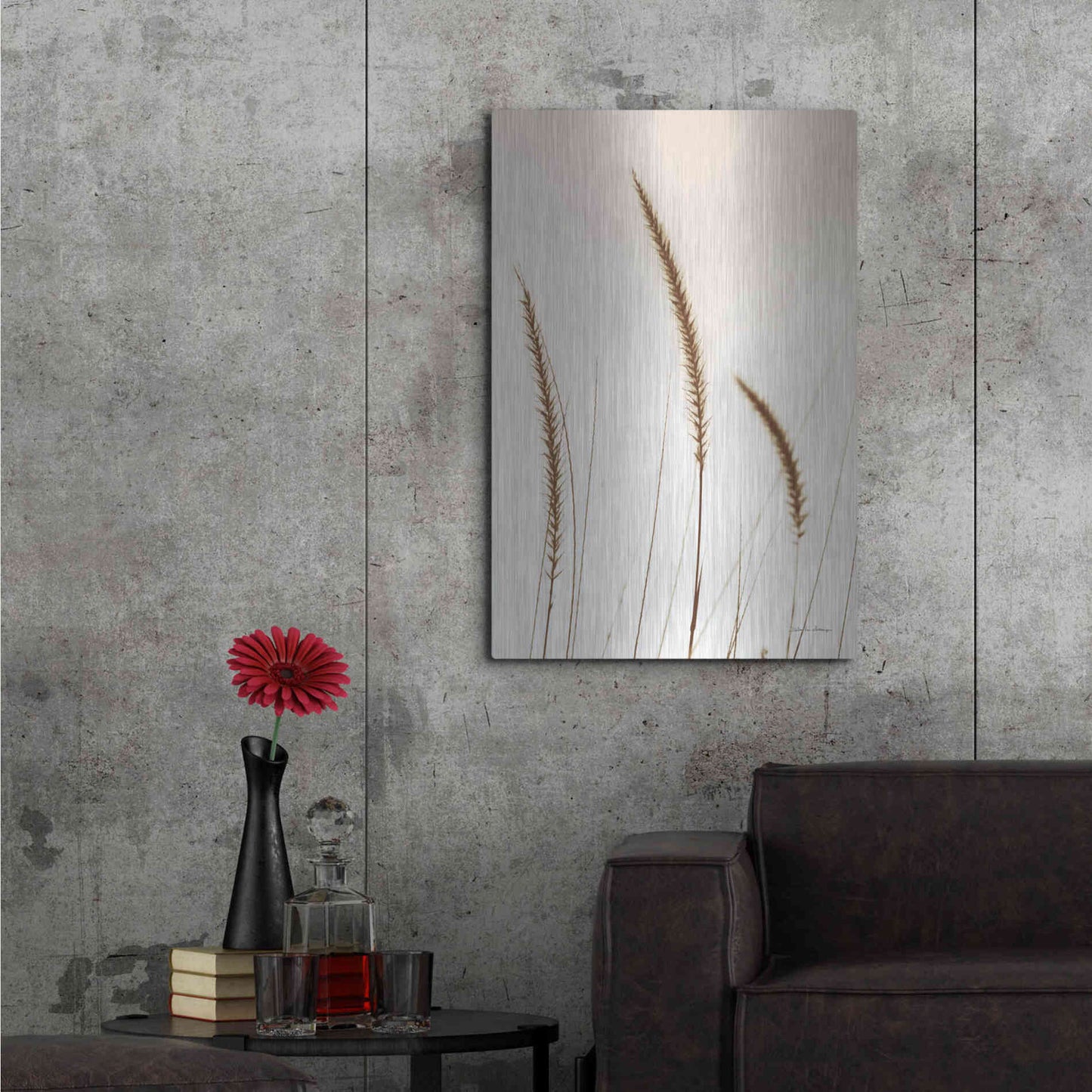 Luxe Metal Art 'Field Grasses IV Sepia' by Debra Van Swearingen, Metal Wall Art,24x36