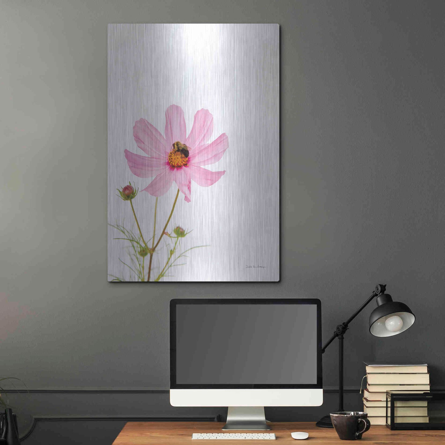 Luxe Metal Art 'Pale Cosmos II' by Debra Van Swearingen, Metal Wall Art,24x36