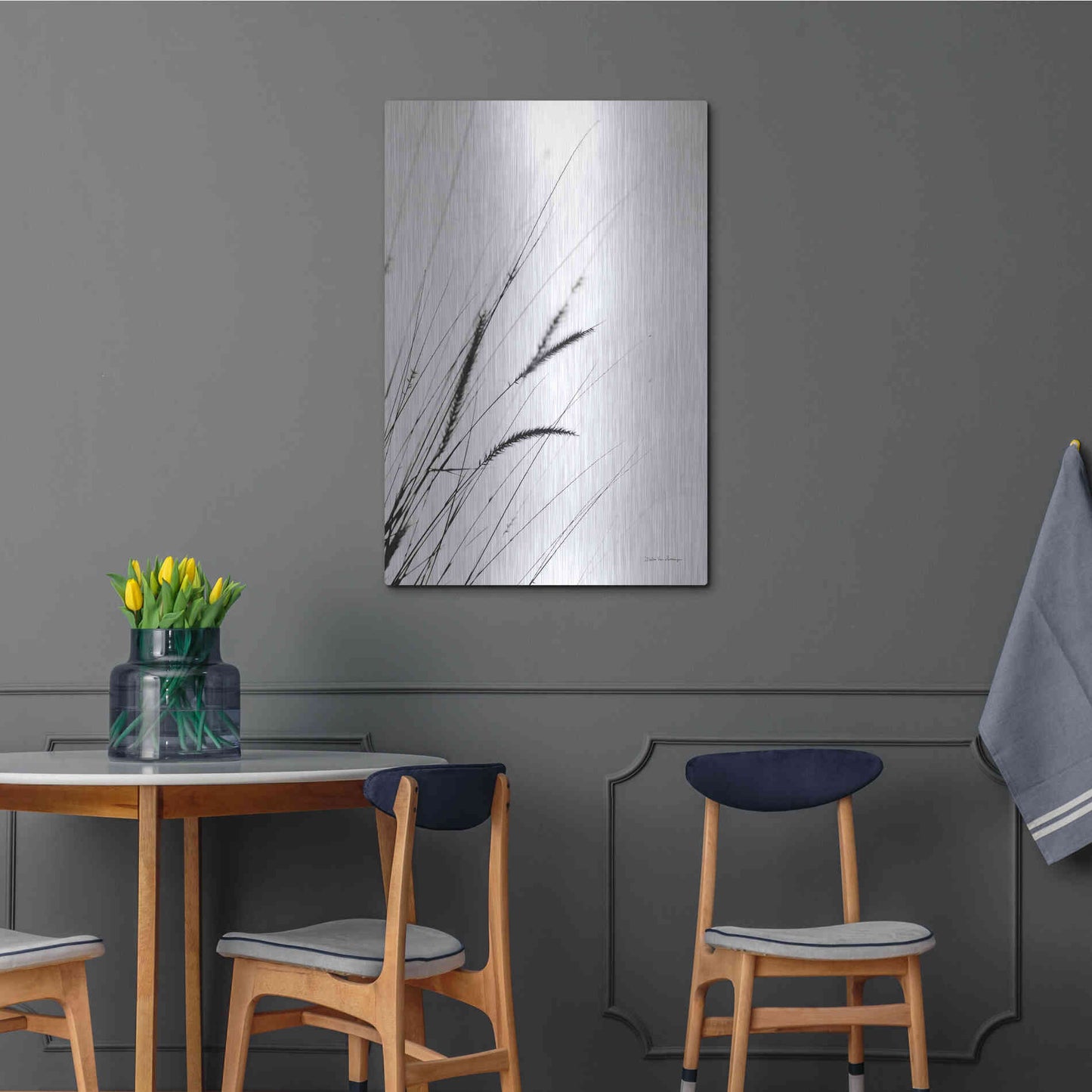Luxe Metal Art 'Field Grasses I White' by Debra Van Swearingen, Metal Wall Art,24x36