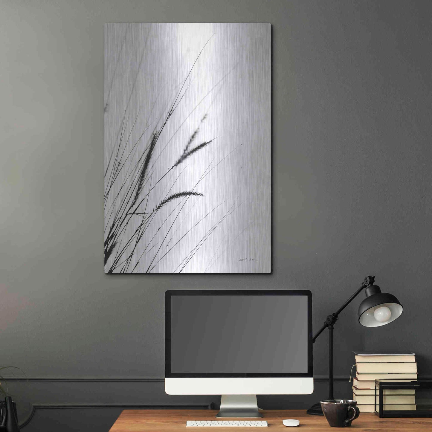 Luxe Metal Art 'Field Grasses I White' by Debra Van Swearingen, Metal Wall Art,24x36
