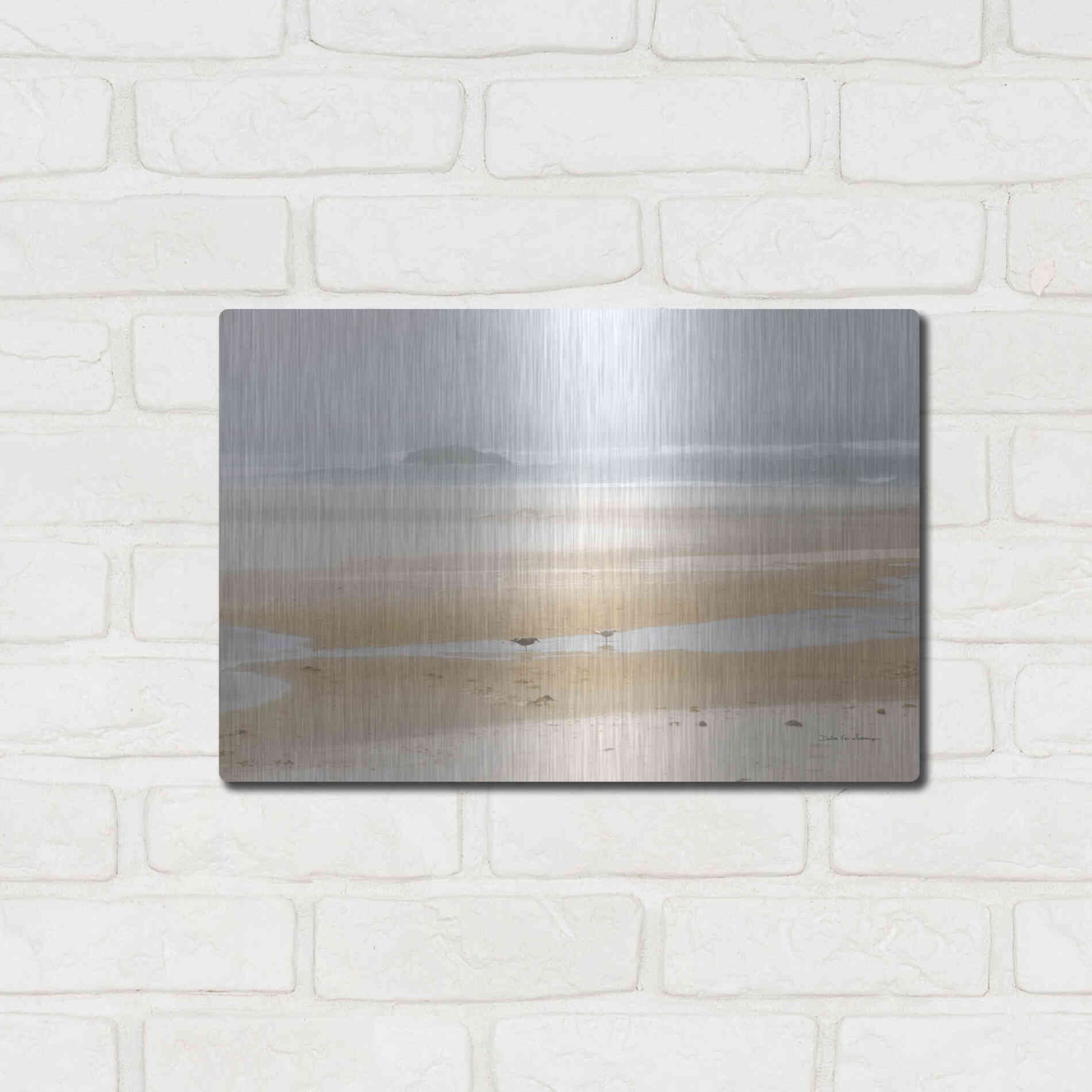 Luxe Metal Art 'Cold Beach I' by Debra Van Swearingen, Metal Wall Art,16x12