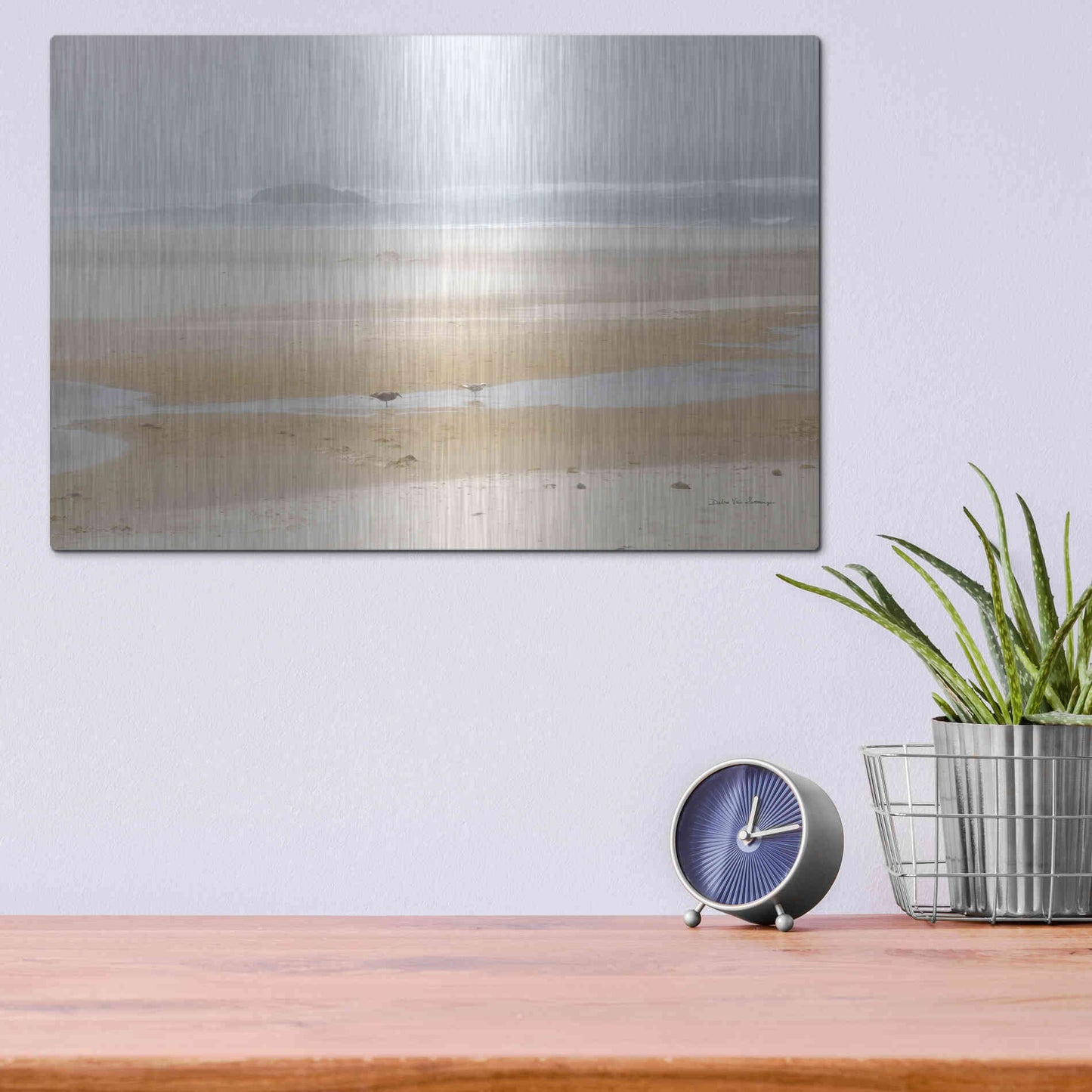 Luxe Metal Art 'Cold Beach I' by Debra Van Swearingen, Metal Wall Art,16x12