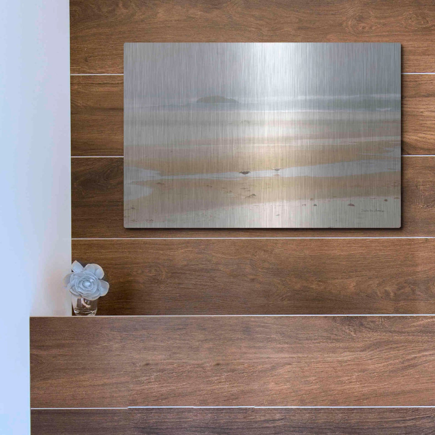 Luxe Metal Art 'Cold Beach I' by Debra Van Swearingen, Metal Wall Art,16x12