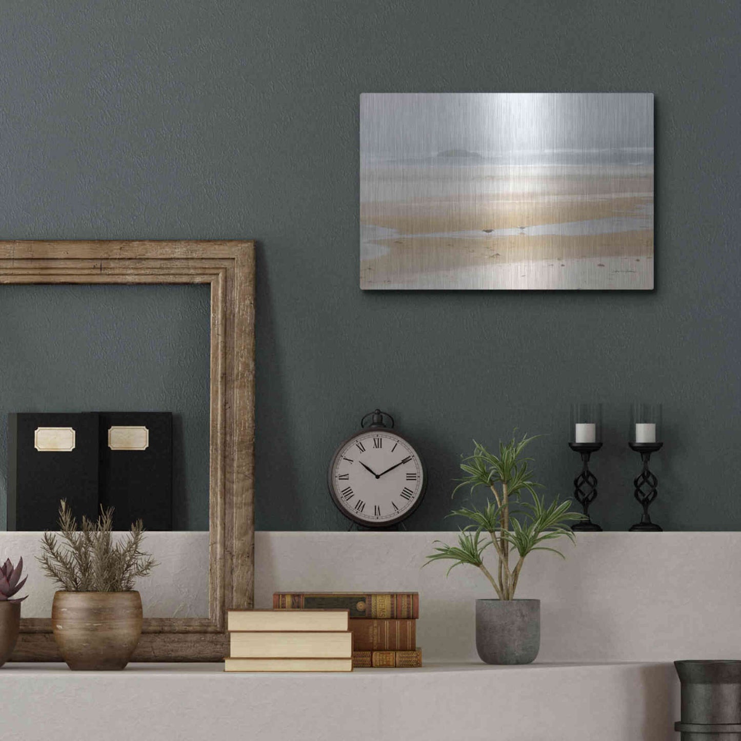 Luxe Metal Art 'Cold Beach I' by Debra Van Swearingen, Metal Wall Art,16x12