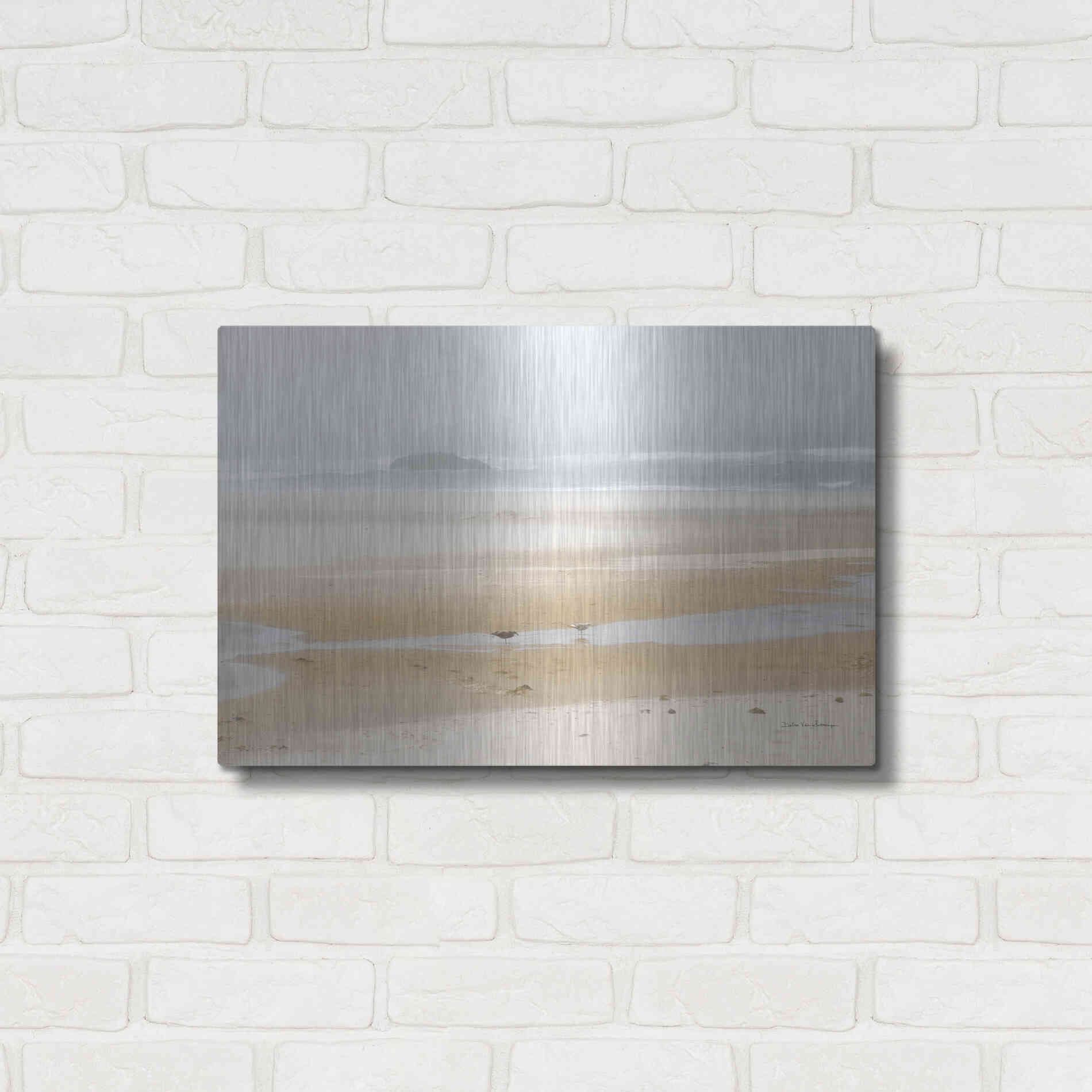 Luxe Metal Art 'Cold Beach I' by Debra Van Swearingen, Metal Wall Art,24x16